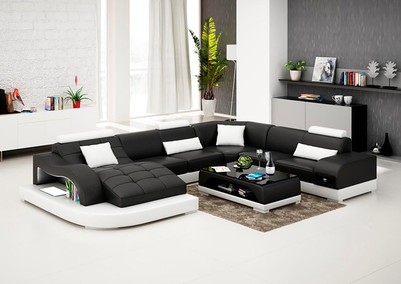 Ecksofa, Wohnlandschaft Moderne Couch Eck JVmoebel Leder Polster Sofa Design Sitz
