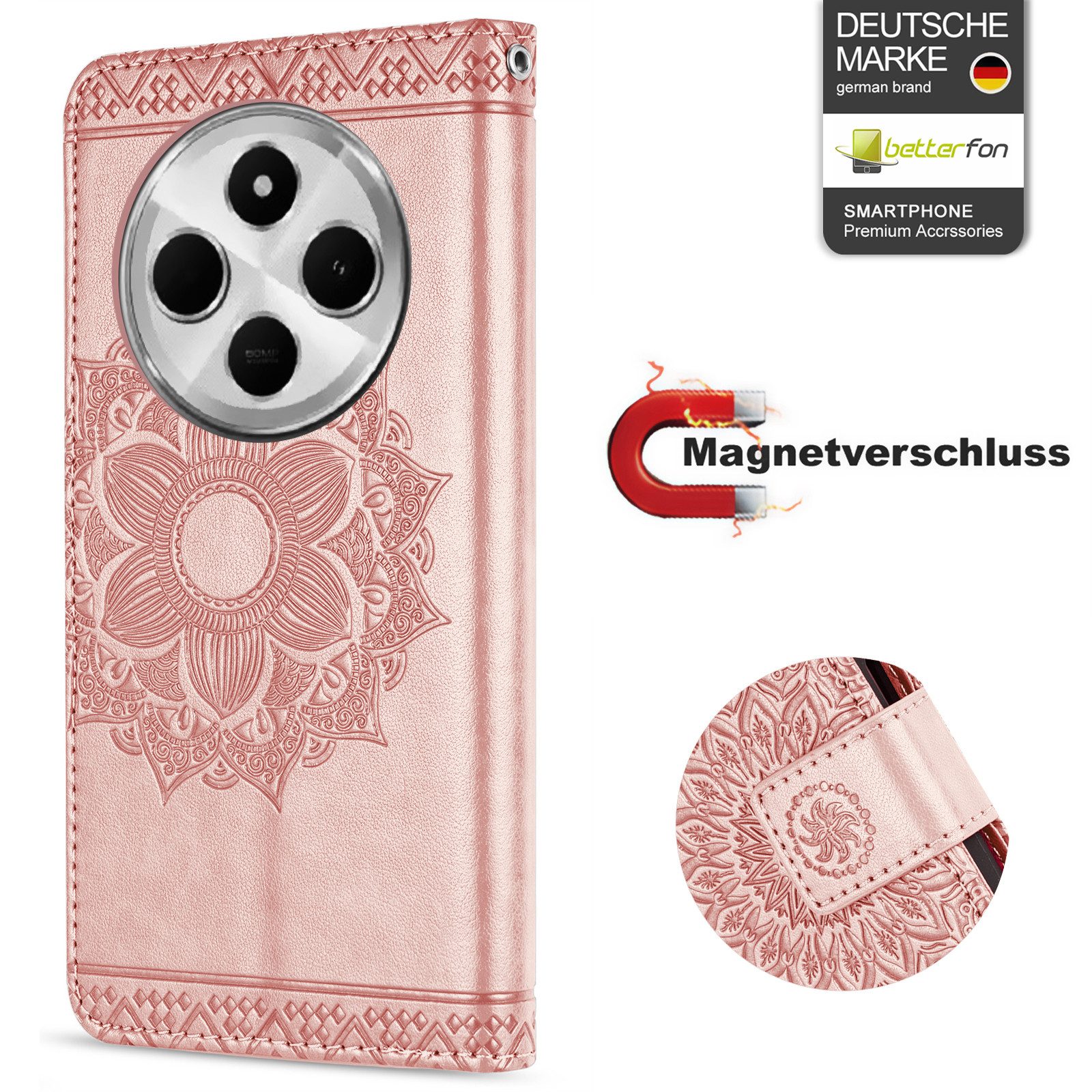 betterfon Handyhülle Handytasche für Xiaomi Redmi 14C / Poco C75 Klapphülle Wallet Case, Wallet Case mit Kartenfächern Magnetverschluss und weicher Innenhülle