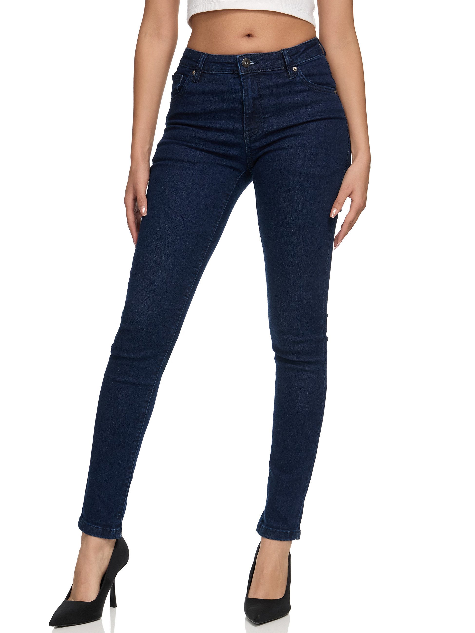 REPUBLIX Stretch-Jeans GEENA Damen Mid Waist Stretch Denim Jeans Basic