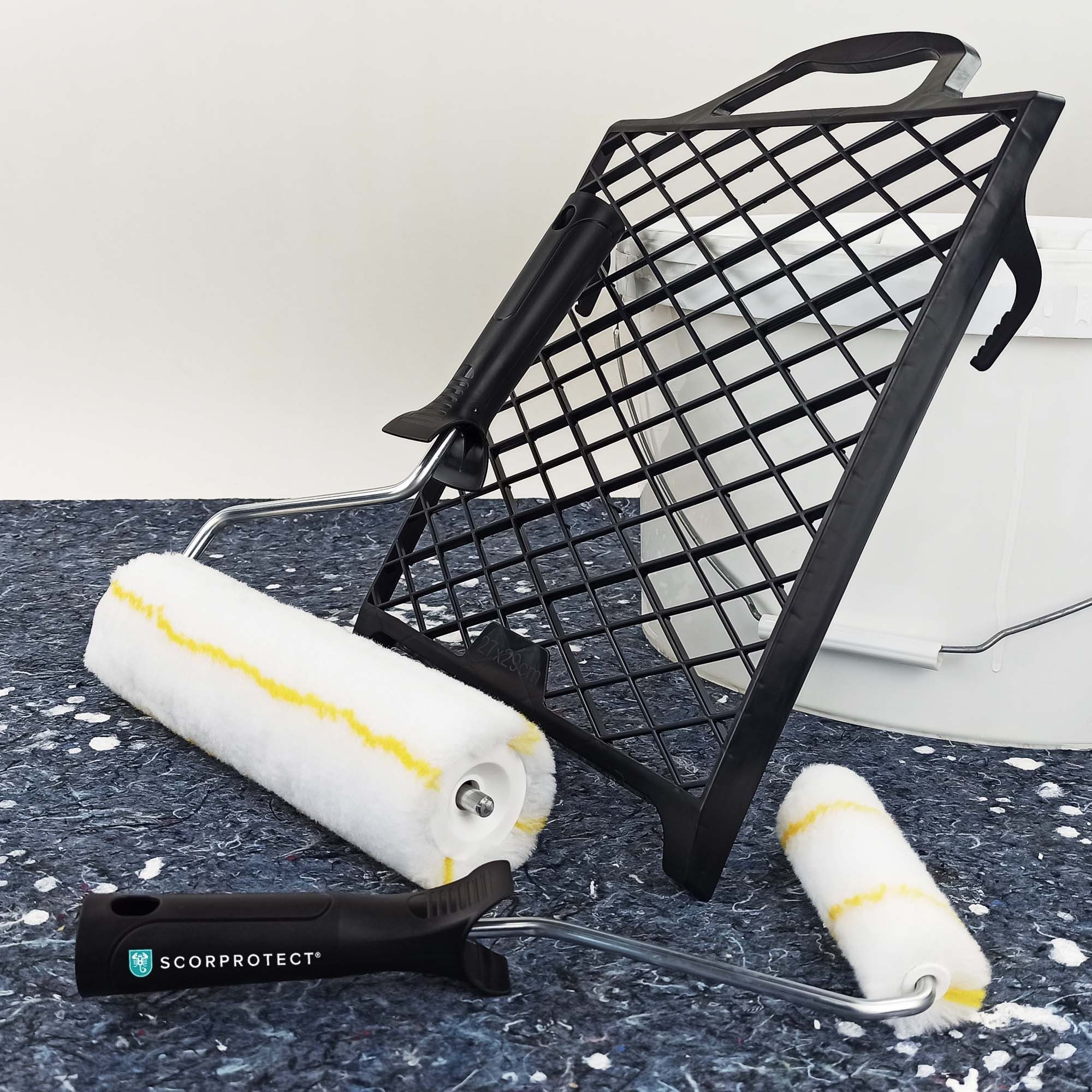 Scorprotect® Farbroller Streich-Set 5-teilig mit Farbwalze, Bügel und Abstreifgitter