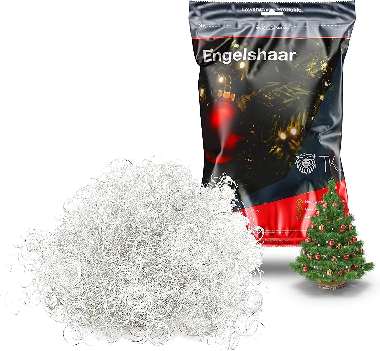 Lametta Engelshaar gelockt 15g - Lametta Silber - Weihnachten Stanniol Deko