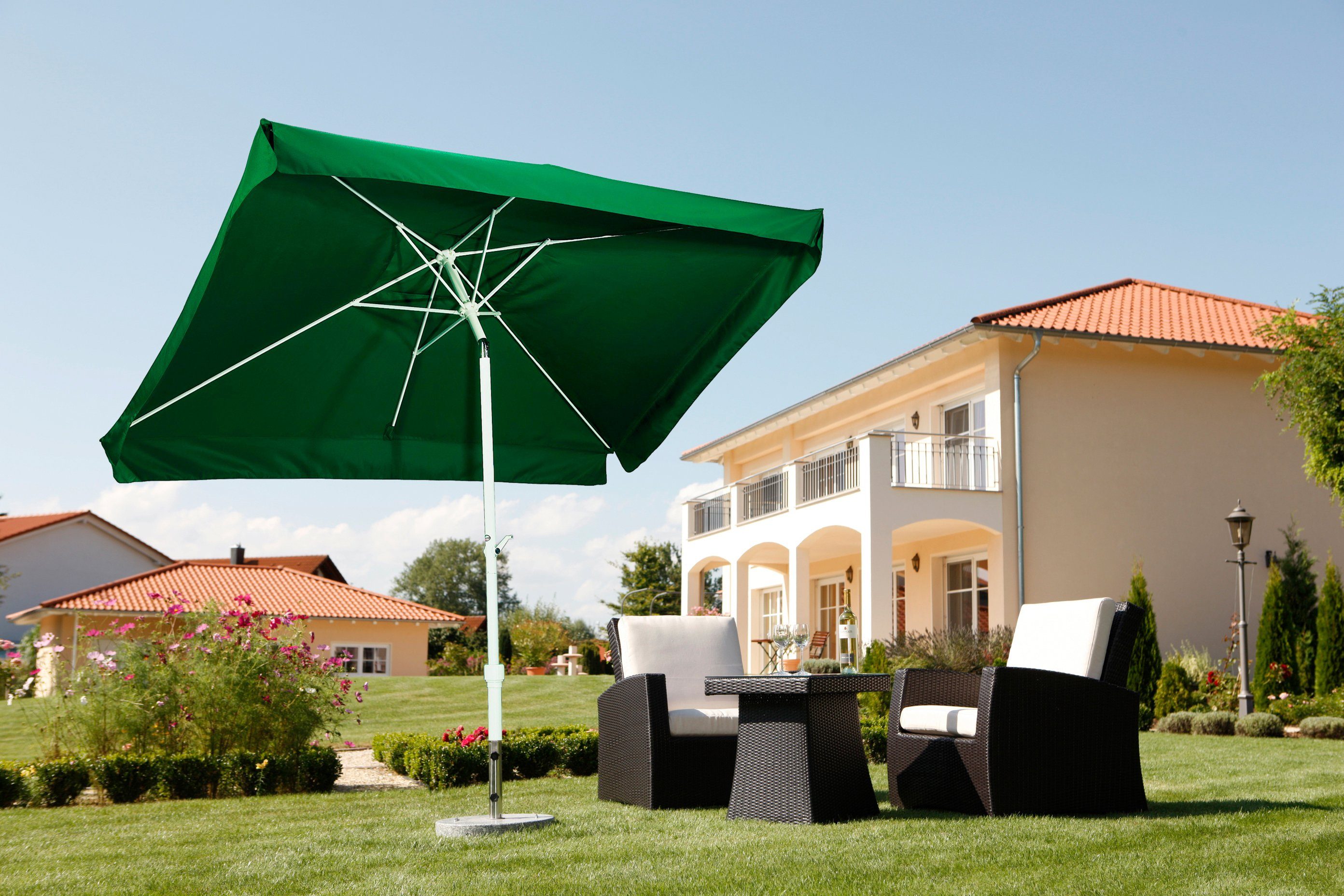 Schneider Balkonschirme Oslo 300 cmx 200 cm Grün mit Knickfunktion günstig online kaufen