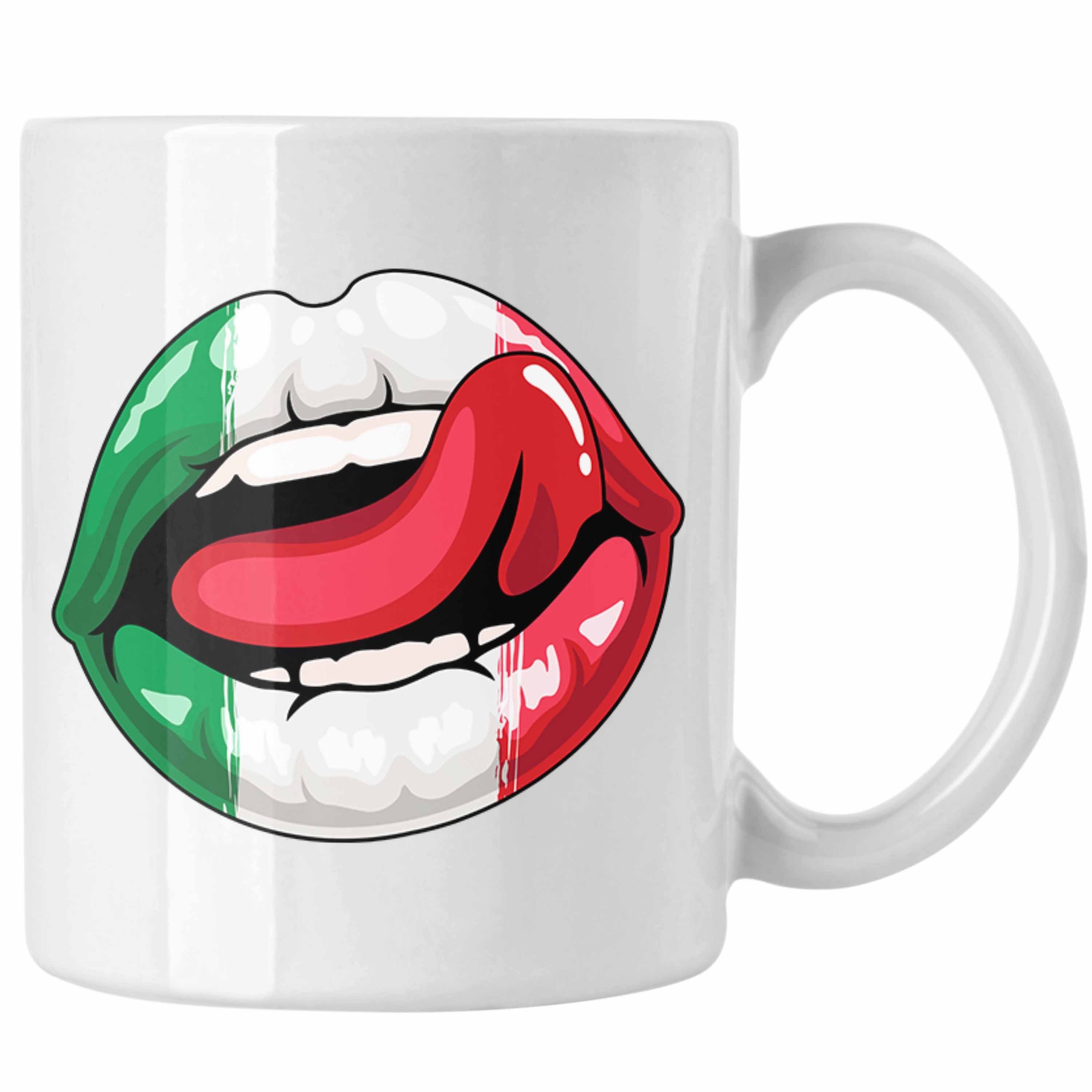 Trendation Tasse Italien Tasse Geschenk Lippen Italiener Geschenkidee Sprüche Weiss