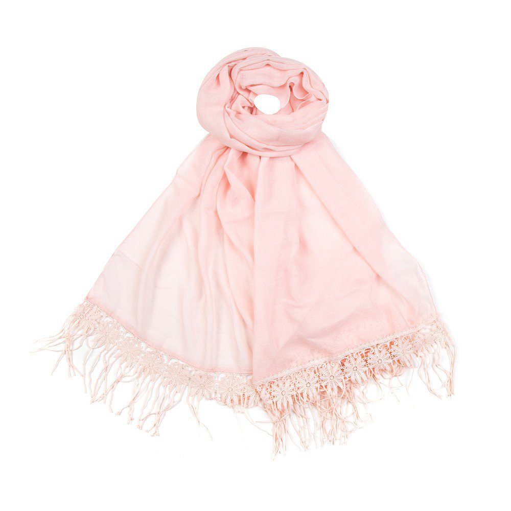 Modescout Stadler Modeschal Sommer Schal mit Fransen, Sehr hochwertiges Material Rosa