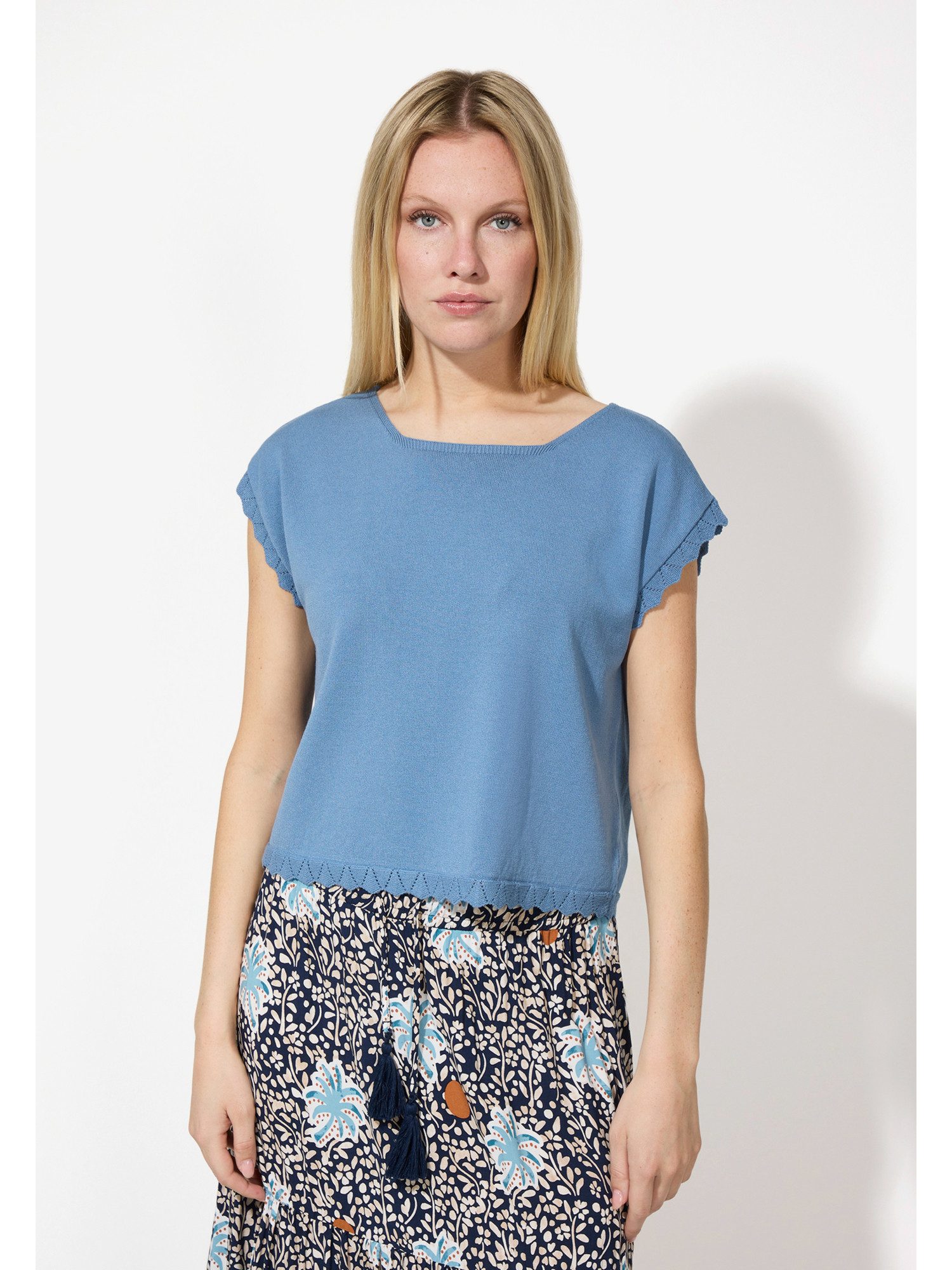 Rundhalspullover Feinstrick-Pullover