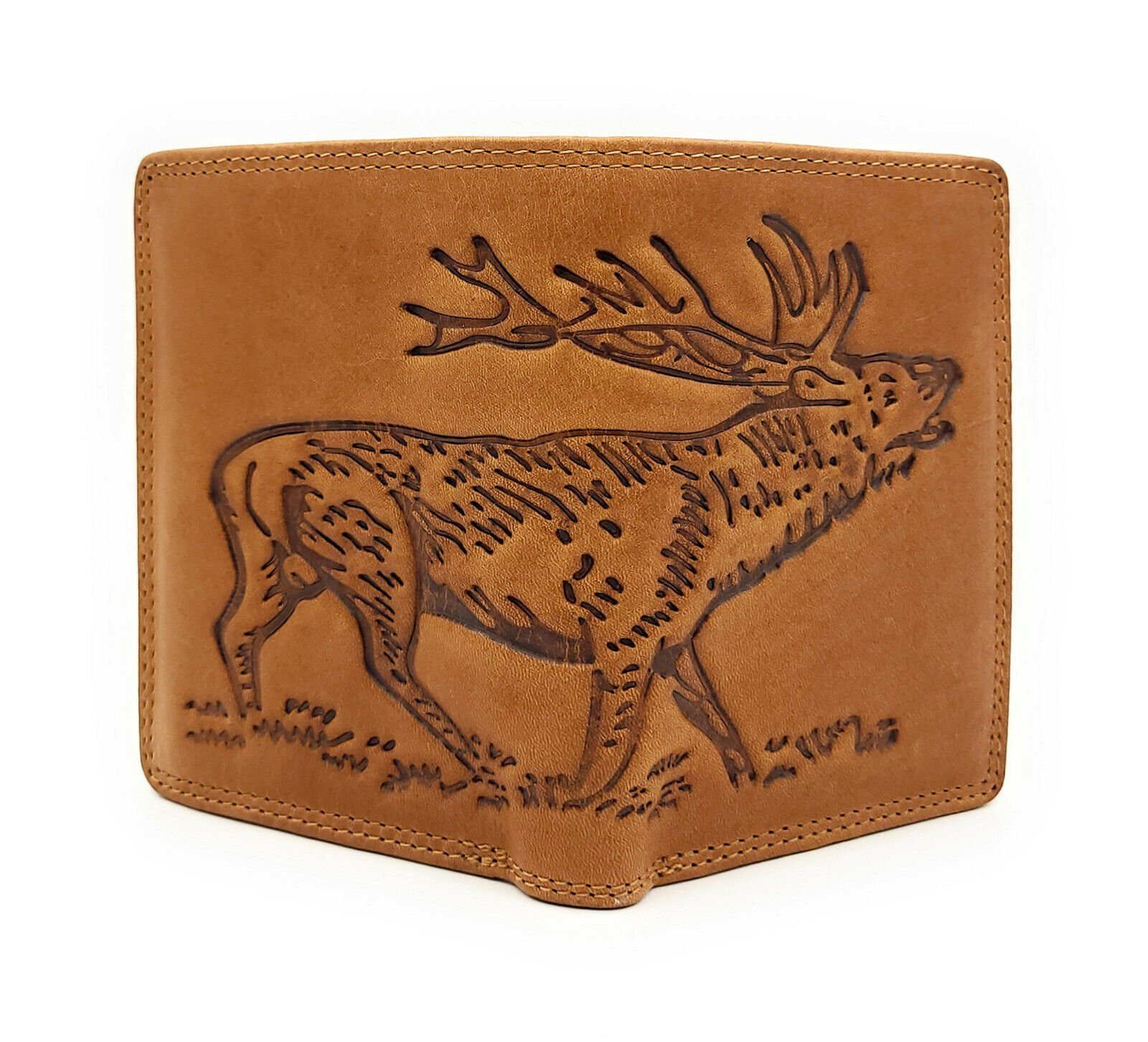 Hill Burry Geldbörse Hirsch, echt Leder, Portemonnaie mit RFID Schutz, tolles Geschenk für Jäger und Naturliebhaber