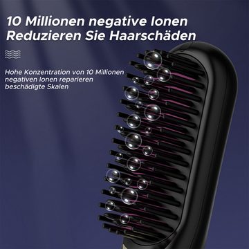 MAGICSHE Haarglättbürste Beheizte Haarglätter Wiederaufladbarer Negativ-Ionen-Haarglätter
