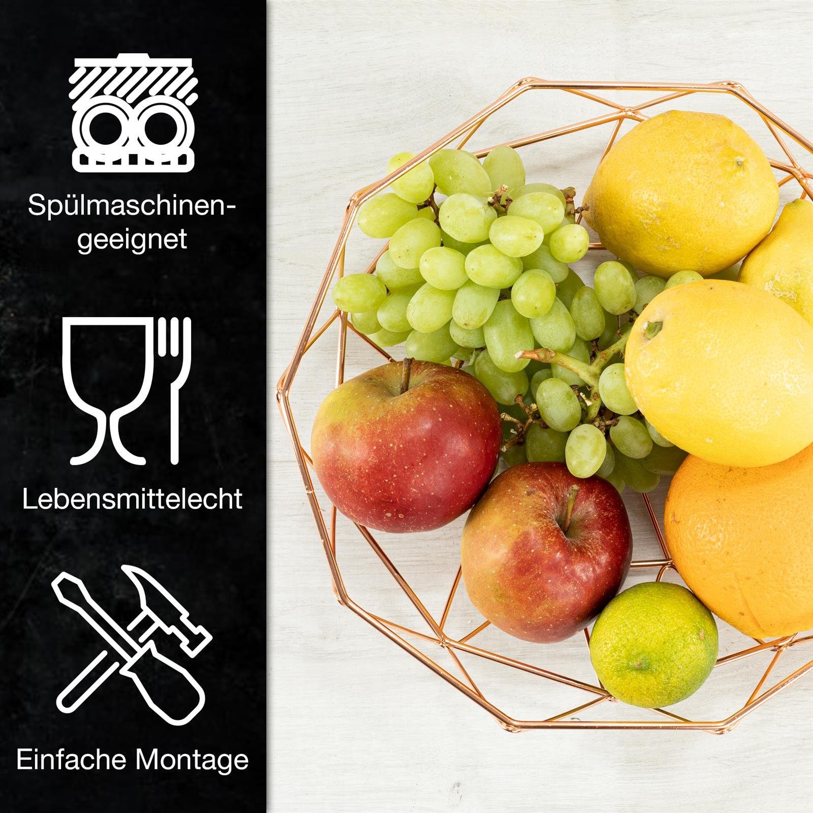Moritz & Moritz Obstschale Moritz & Moritz Obstkorb Rund Dreiceke rose, Metall, (27,5cm, 2-tlg), Korb für Geschenke, Früchte, Gemüse und Brot