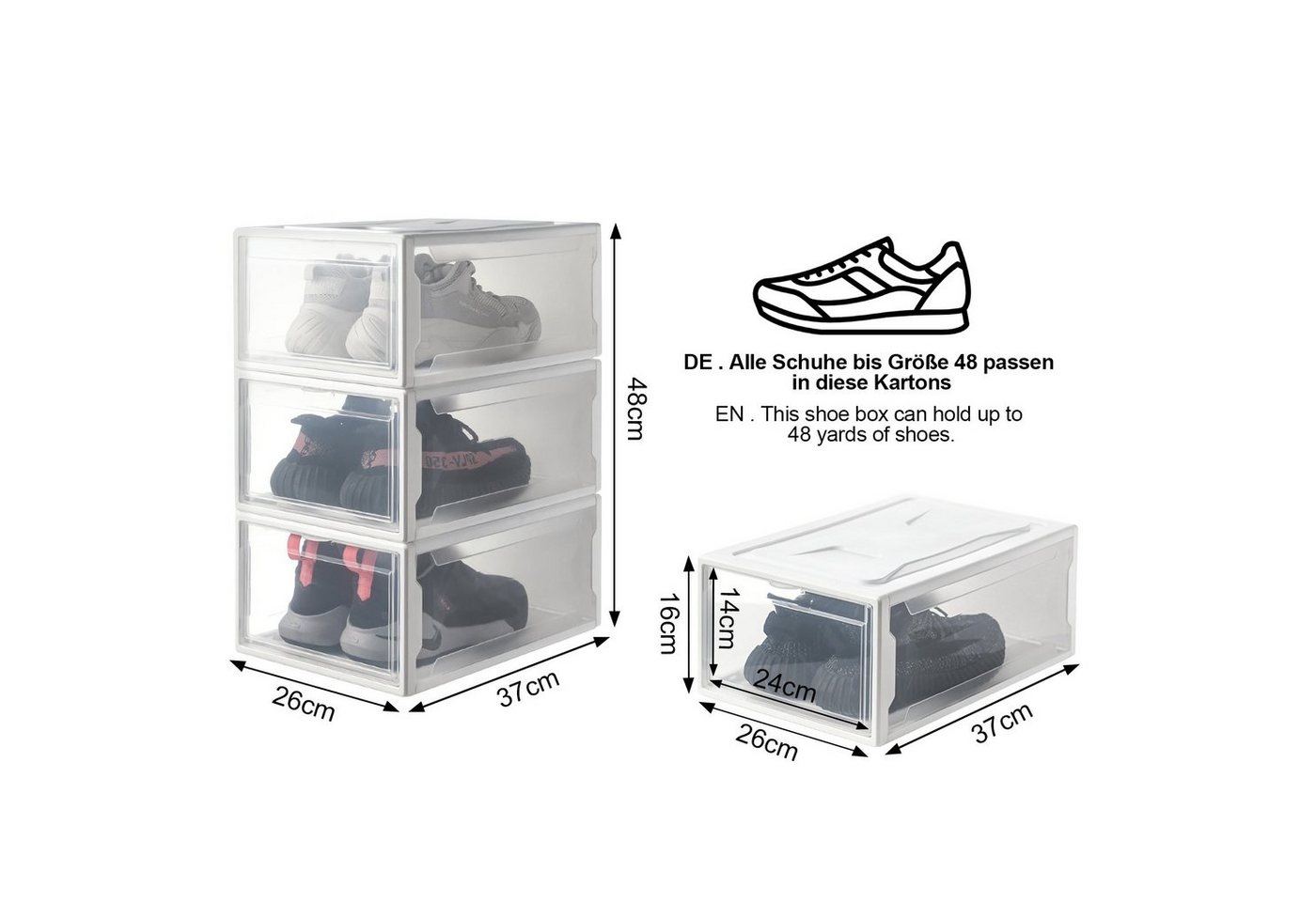 Thumbnail - Yorbay Schuhbox 3er Set Schuhbox, stapelbarer Schuhorganizer, Schuhaufbewahrung (Kunststoffbox mit halbdurchsichtige Tür...