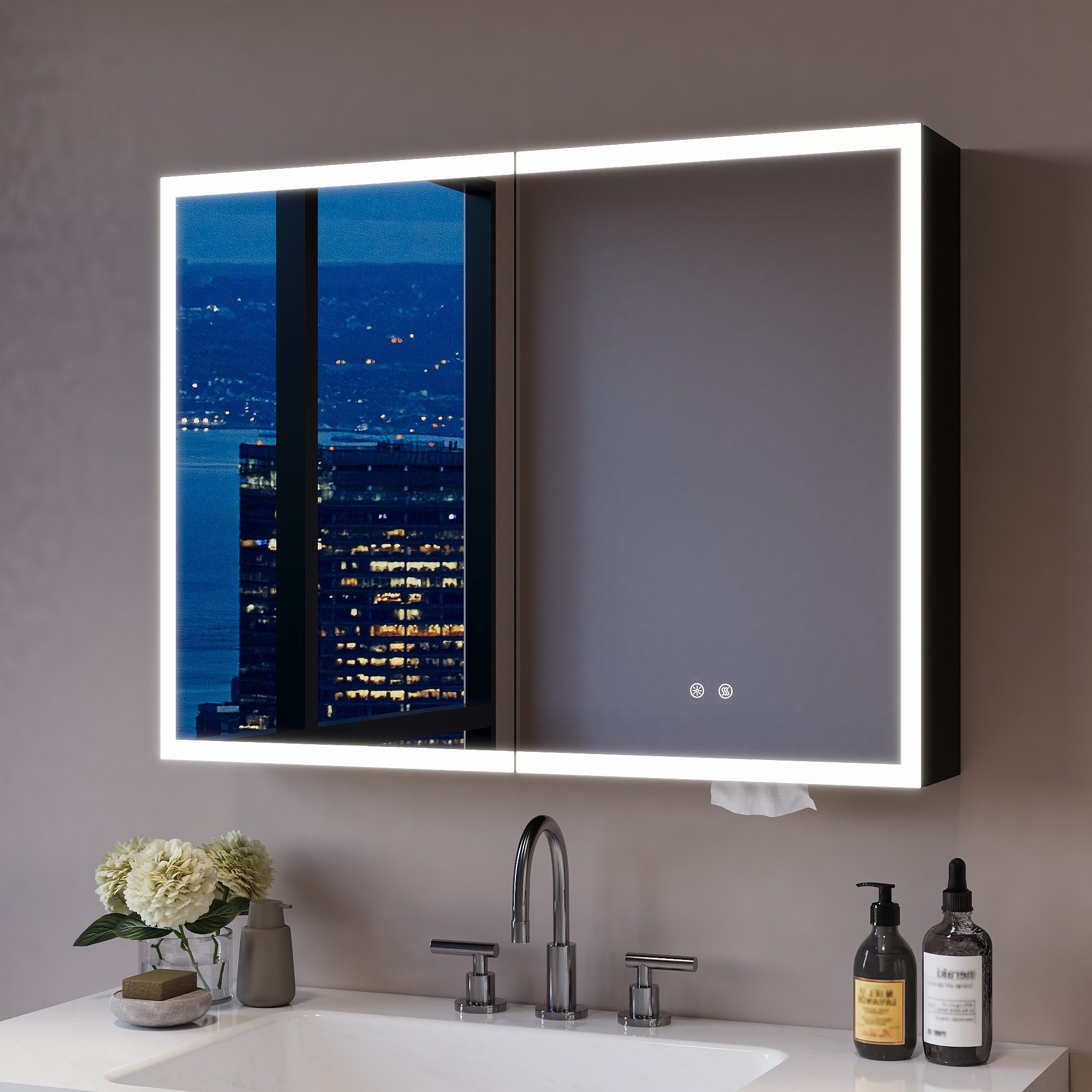 DeerValley Spiegelschrank DeerValley Badezimmer Wandspiegel, Antibeschlag (Set, Spiegelschrank mit Beleuchtung, Steckdose, Ablagen und Montagematerial) LED-Spiegelschrank mit Steckdose und Antibeschlag