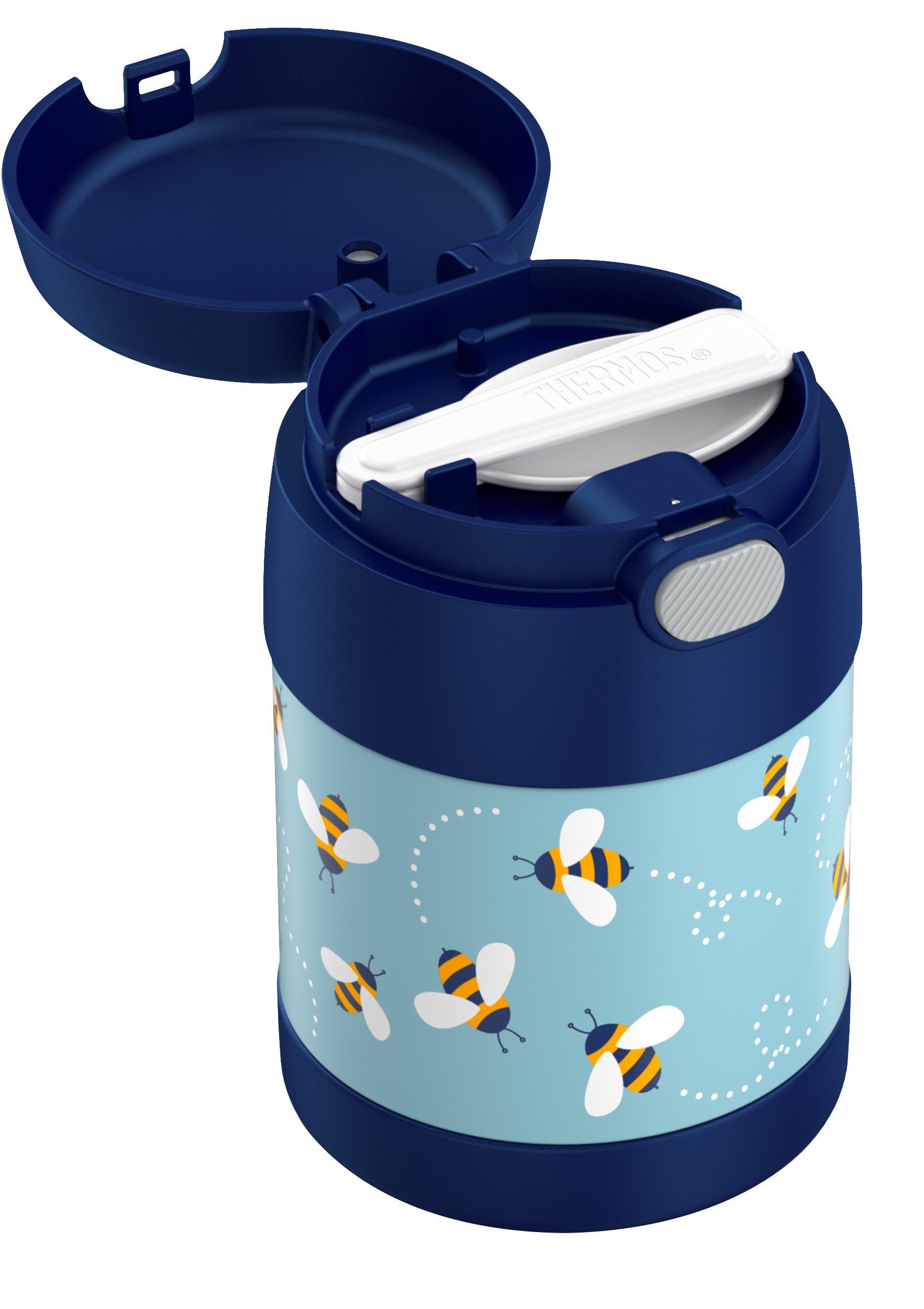 THERMOS Thermobehälter FUNTAINER FOOD JAR, Thermobehälter für Essen, spülmaschinenfest, Edelstahl, Kunststoff, Silikon, (1-tlg), 0,3l, 5h heiß & 7h kalt, dicht & auslaufsicher, mit klappbarem Löffel