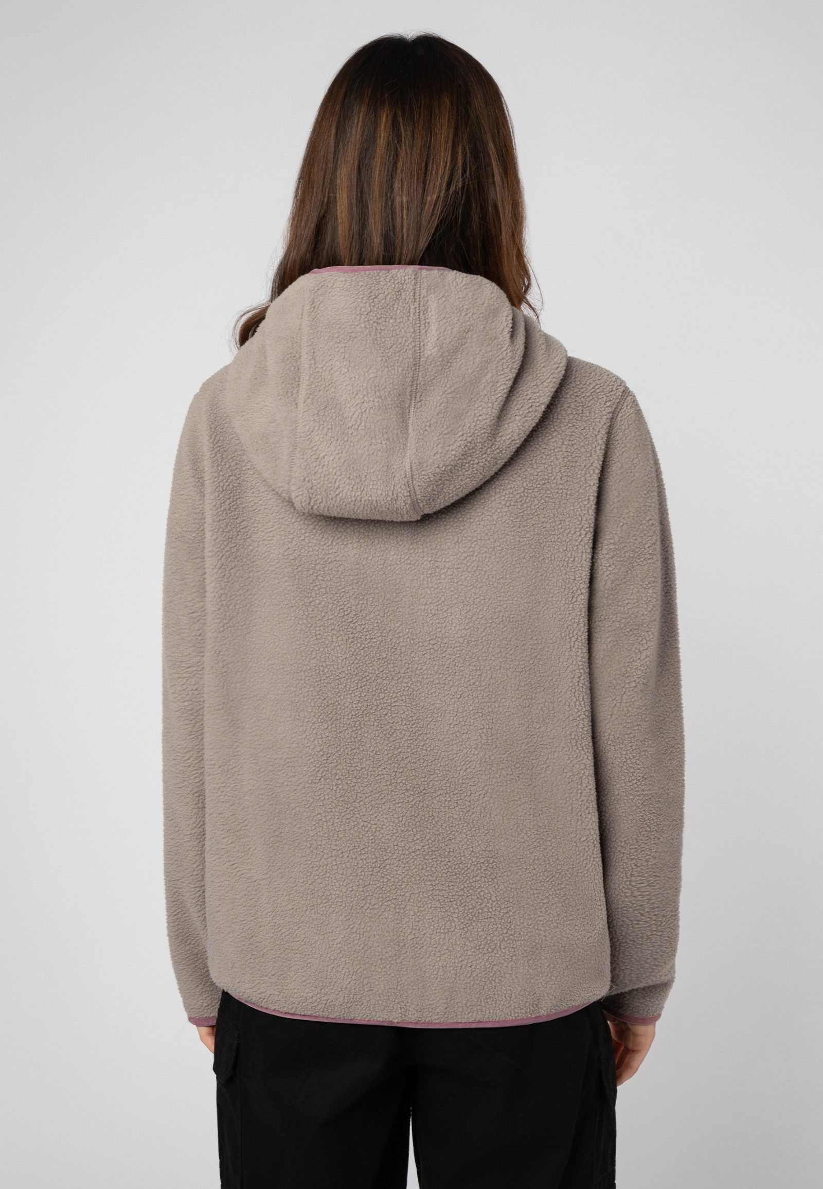 SUBLEVEL Fleecejacke Damen Teddyfleecejacke mit Brusttasche und Kapuze Fleecejacke Outdoorjacke Kuscheljacke