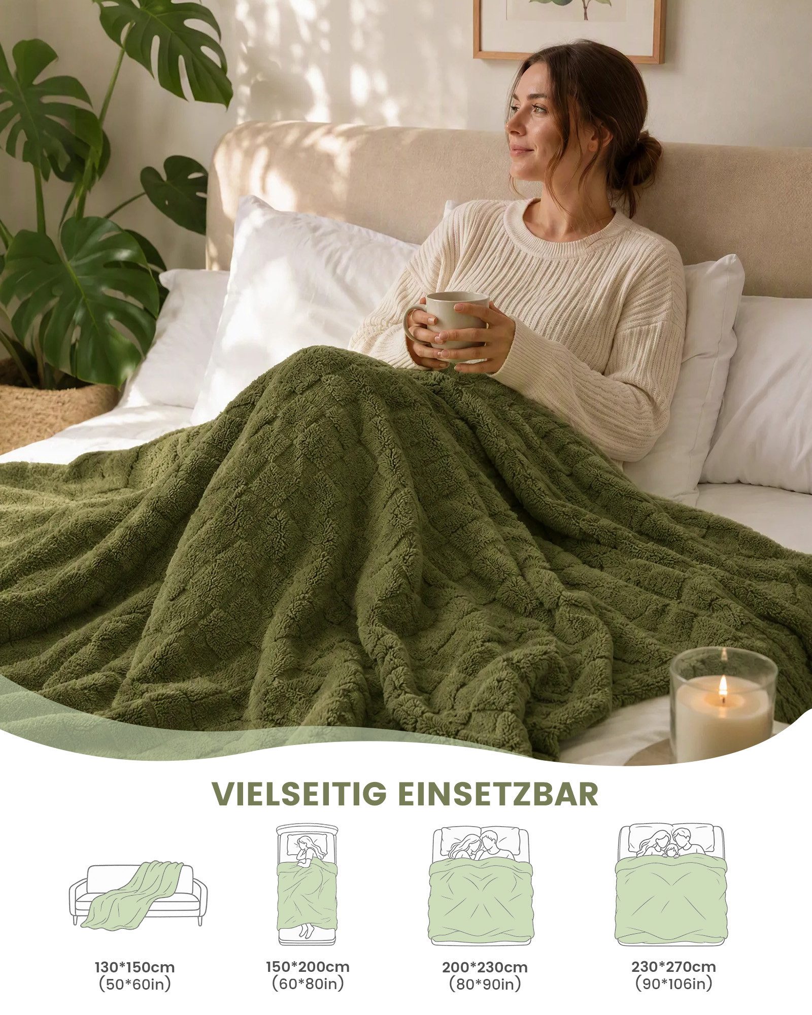 Good Nite Tagesdecke Gemütliche Fleecedecke - flauschig & kariert für alle Jahreszeiten, Flauschig, Weich, Bequem, Leicht – Bild 4 von 5