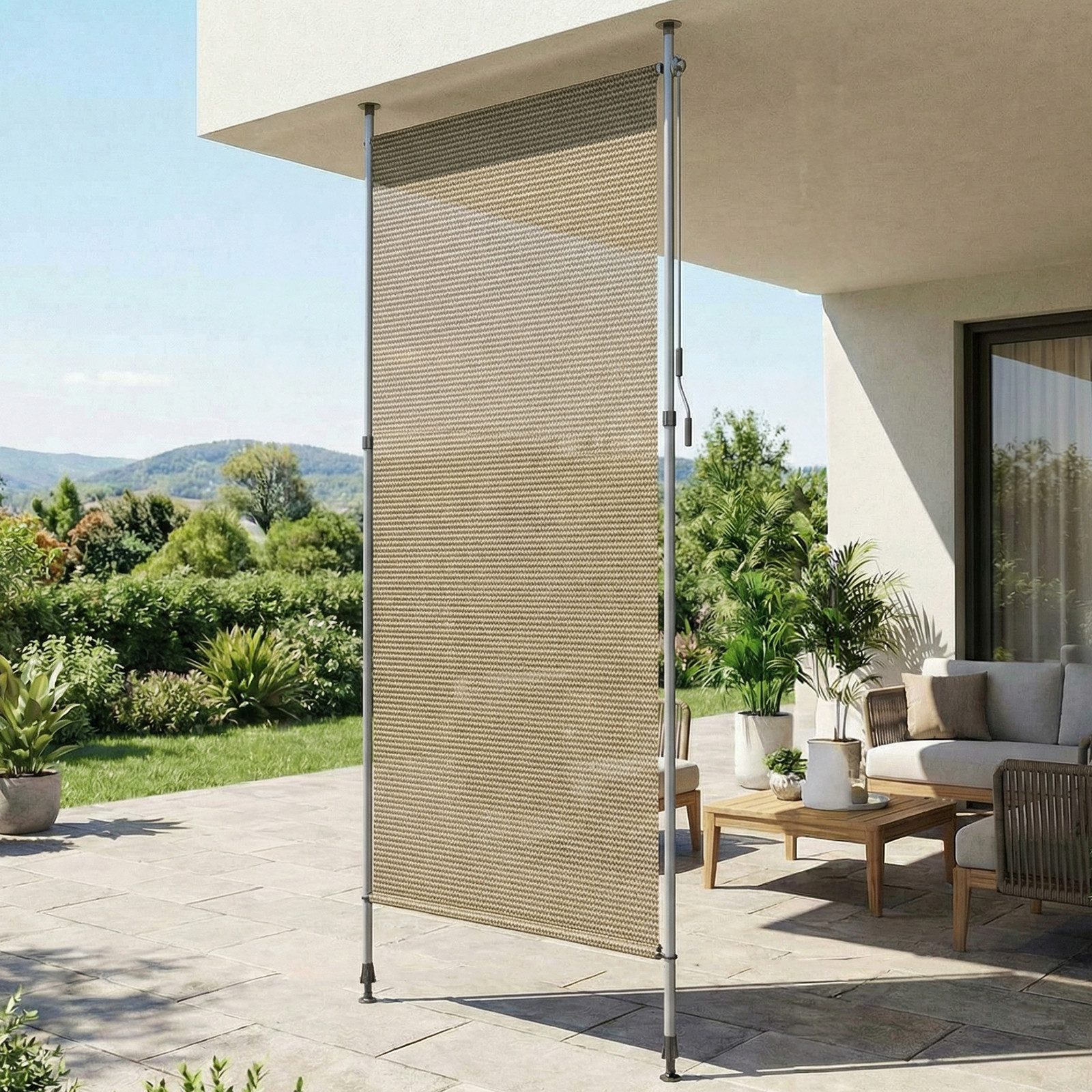 TLGREEN Senkrechtmarkise Balkon ohne Bohren 120/150/200x270cm (Vertikalmarkise Außen mit Sichtschutz Sonnenschutz Windschutz) Klemmmarkise für Garten Terrasse Wetterfest