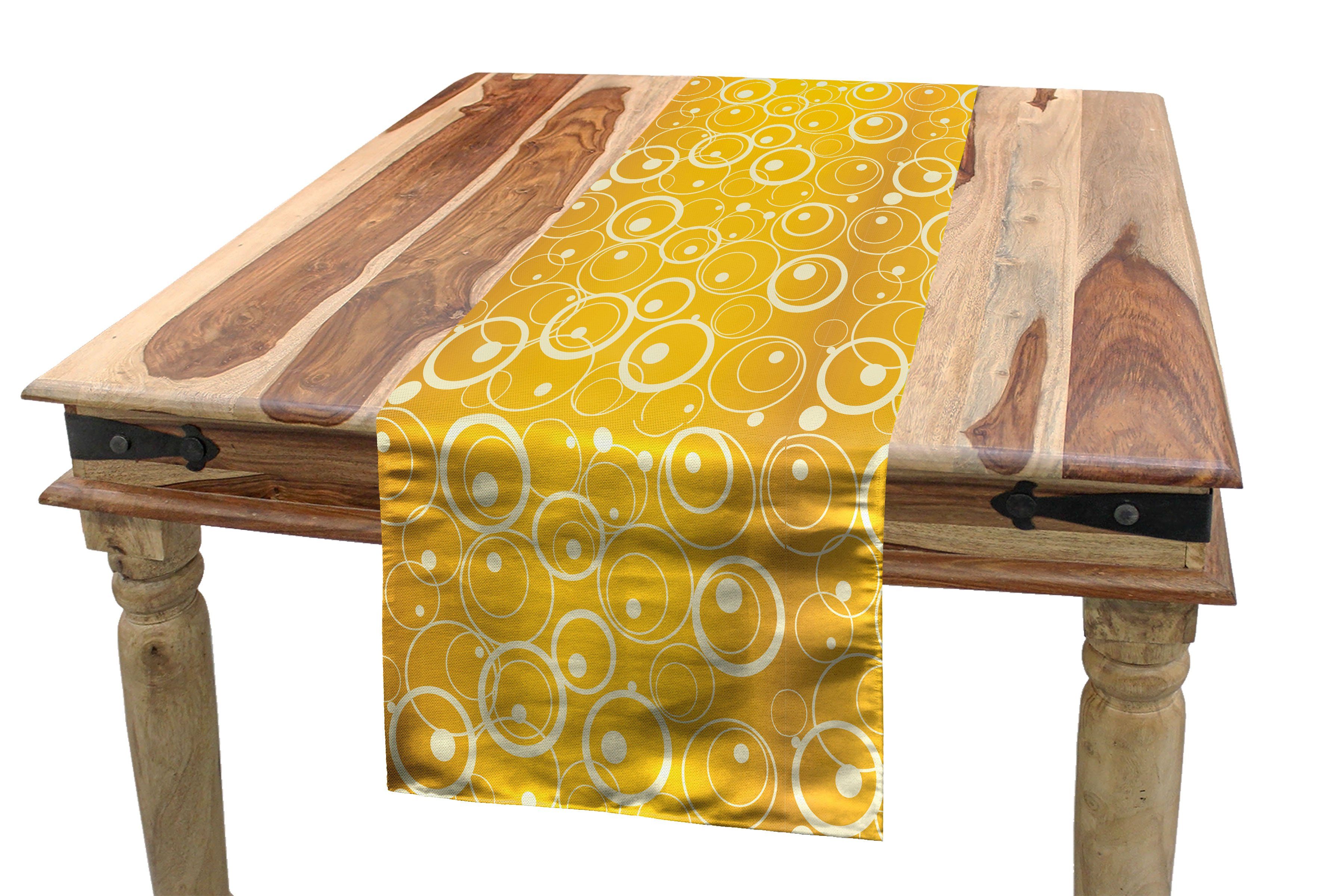 Tischläufer, Dekorativer Weinlese-Gelb Küche Tischläufer Abakuhaus Rechteckiger Esszimmer und Punkte Kreise