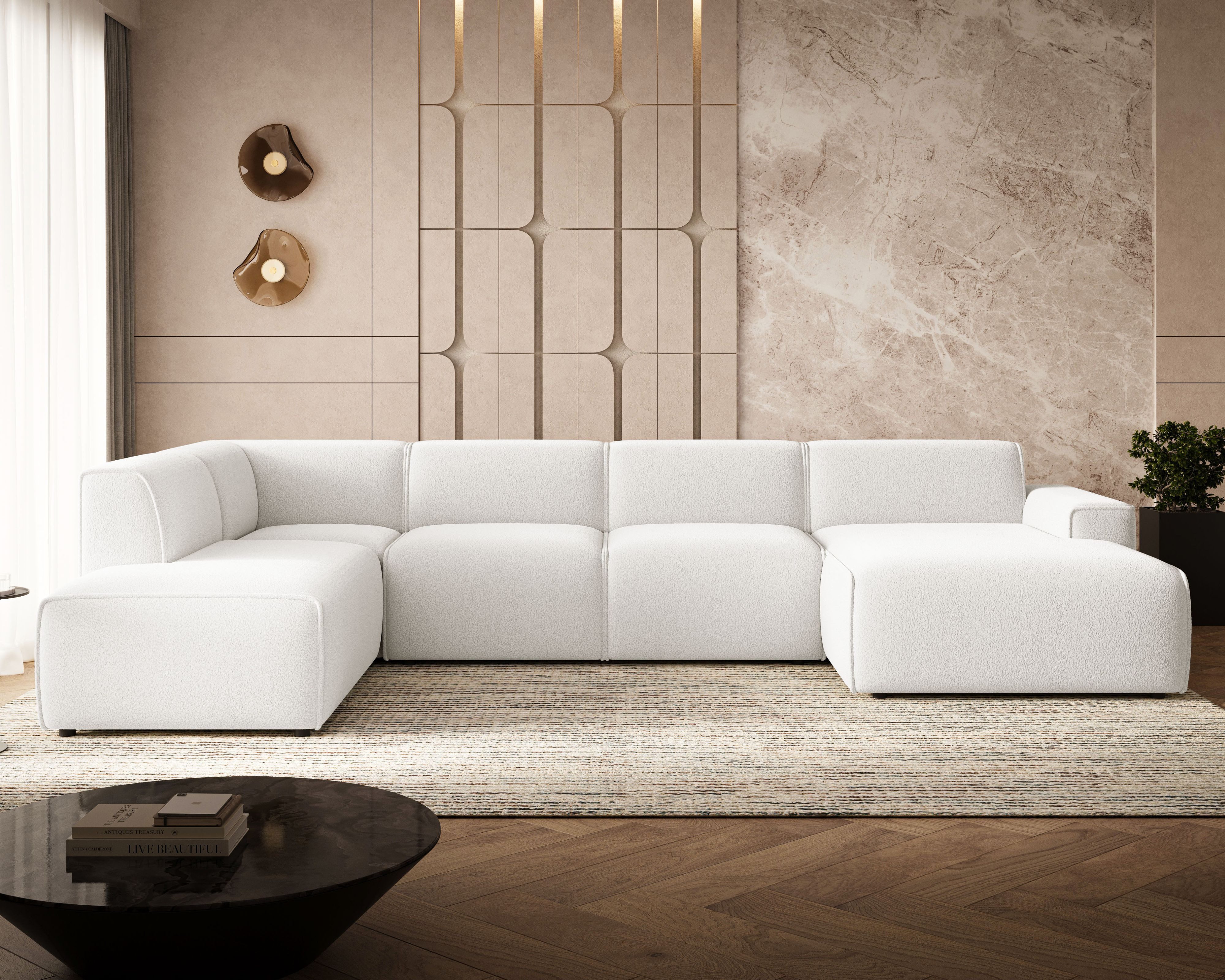 GrainGold Ecksofa U-Form Belluno, Set, Wellenfedern, Freistehendes, T30-Schaum, Modern Stil