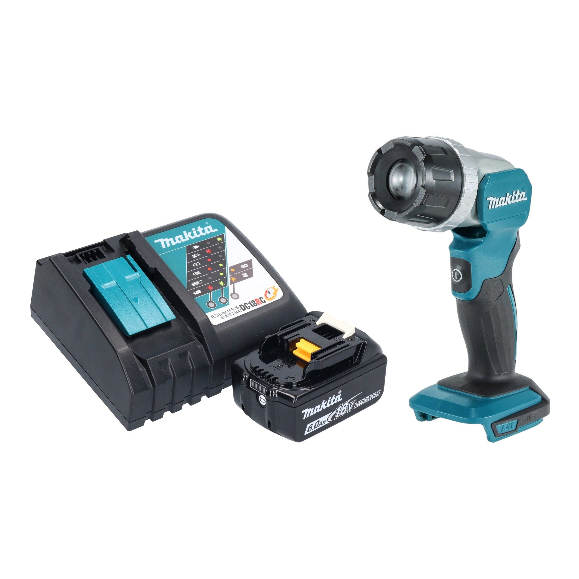 Makita Baustrahler DML 808 RG1 Akku Handstrahler 14,4 / 18 V 190 lm LED + 1x Akku 6,0 Ah