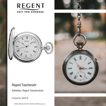 Regent Taschenuhr Regent Taschenuhr für Damen Herren P-18, (Analoguhr, Analoguhr), Herren Taschenuhr rund, extra groß (ca. 48mm), Metall verchromt