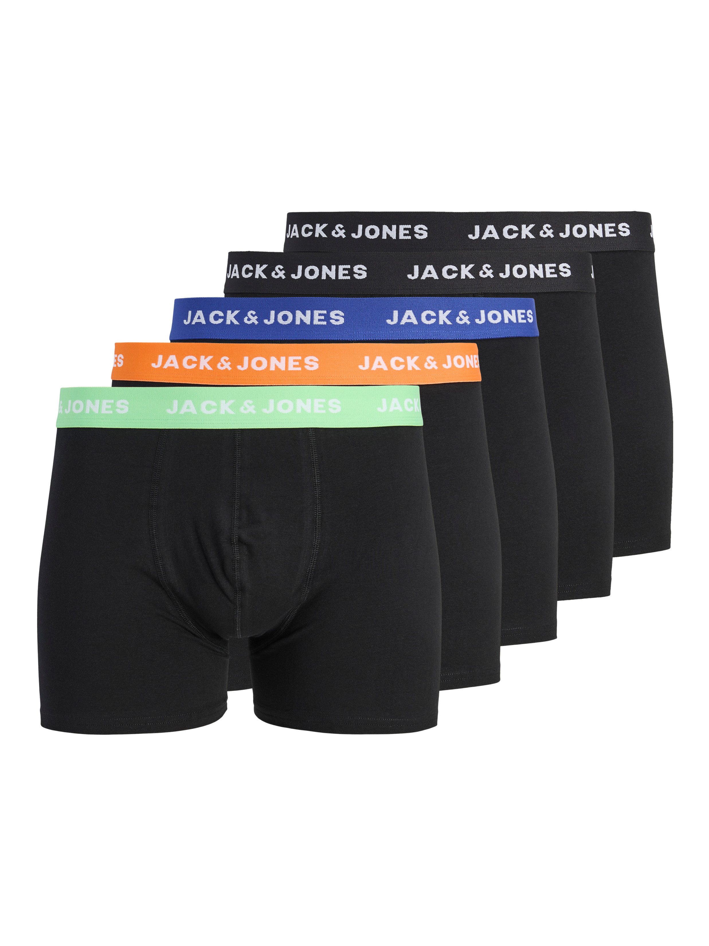 Jack & Jones Boxer JACHUEY im Fünferpack mit toniger Naht und elastischem Bund (Packung, 5-St., 5er-Pack) unifarben, modisch, eng anliegend, Baumwollmischung