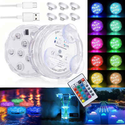 yozhiqu Pool-Lampe Wasserdichte LED-Unterwasserleuchte mit Fernbedienung, USB-Wiederaufladbare Tauch-LED-Lampe mit 16 Farbvarianten