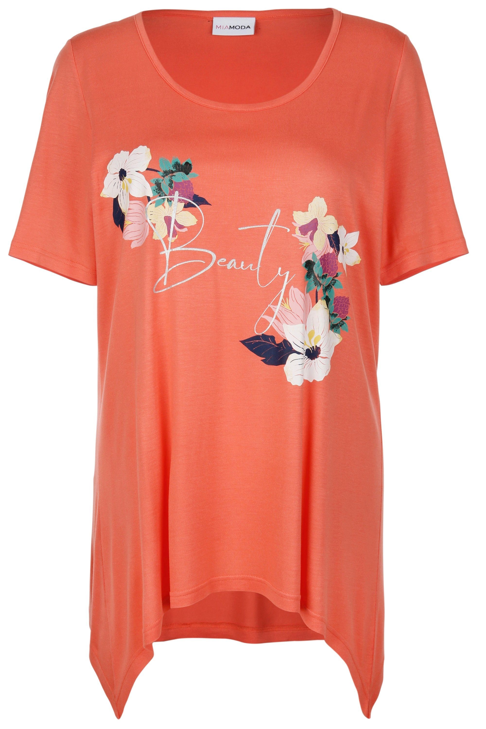 MIAMODA T-Shirt T-Shirt Blumenmotiv Zipfelsaum günstig online kaufen