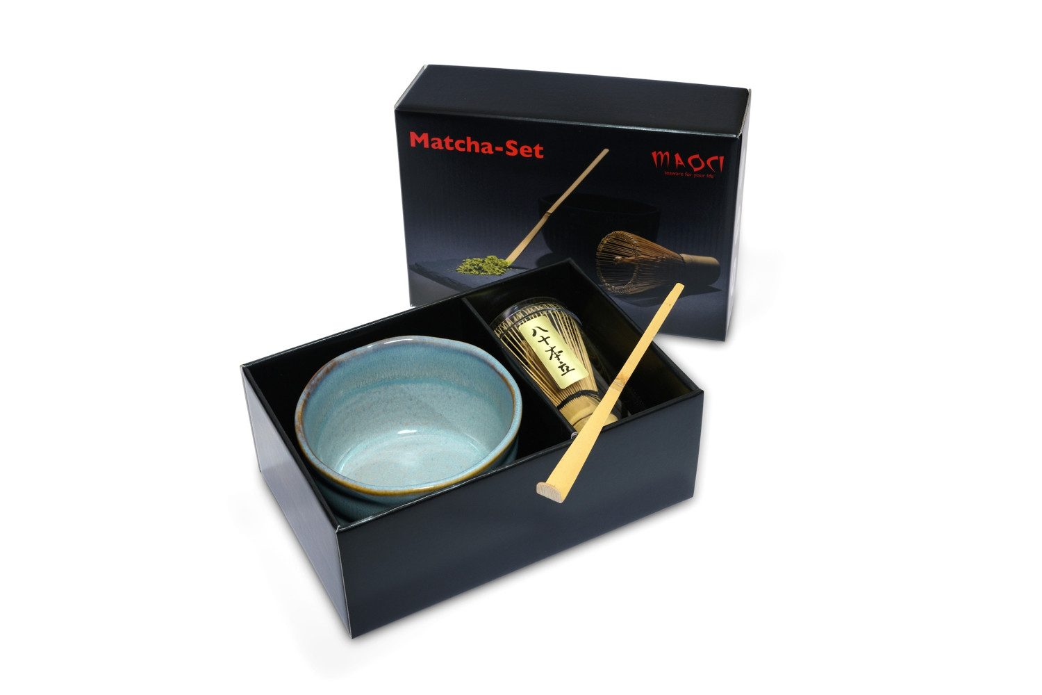 MAOCI teaware for your life Teeschale Matchaset Matchaschale aqua Besen Löffel im Geschenkkarton, 1-tlg., 3-tlg. Set