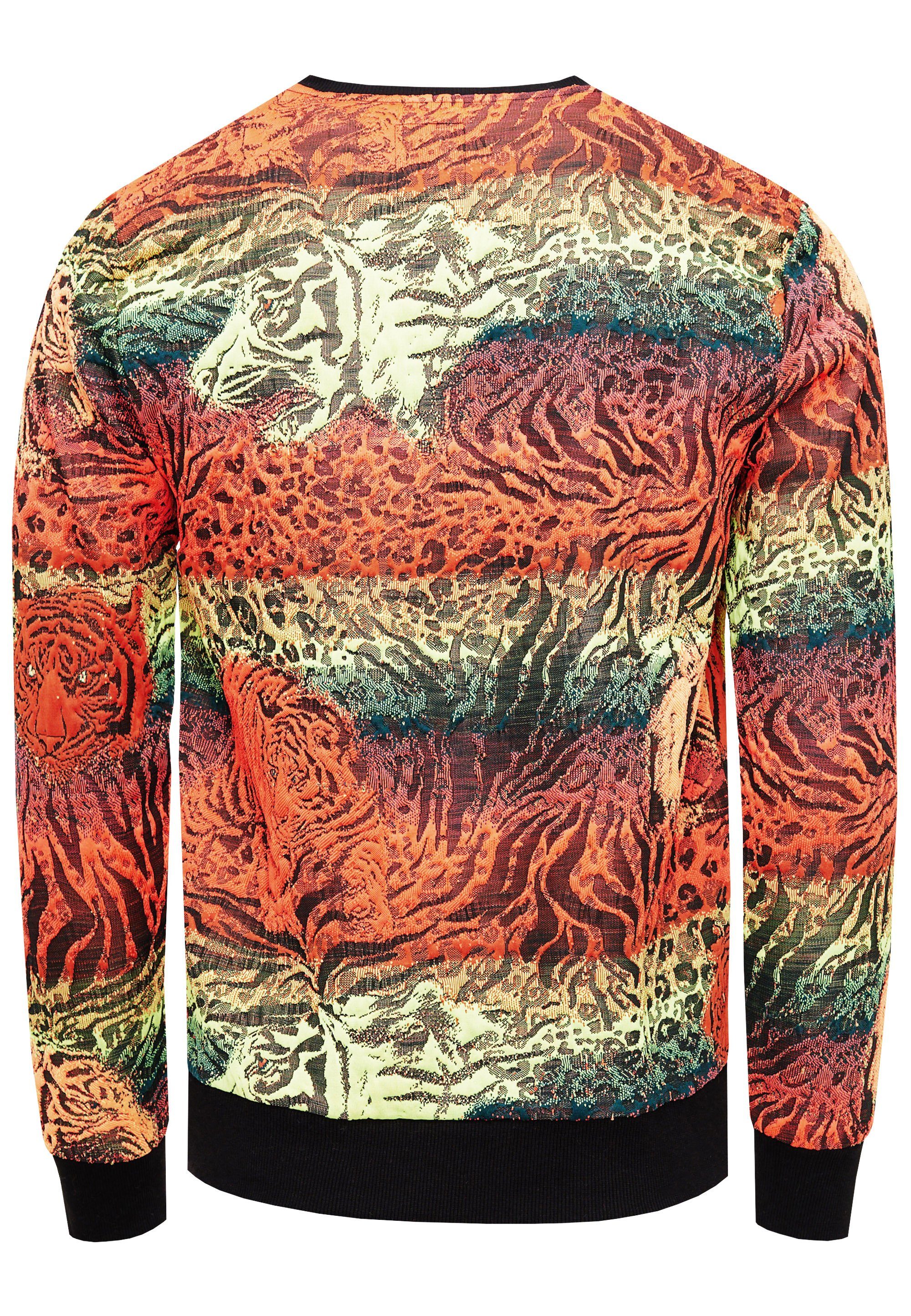 Rusty Neal Rusty im trendigen Neal Sweater Tiger-Design Sweatshirt