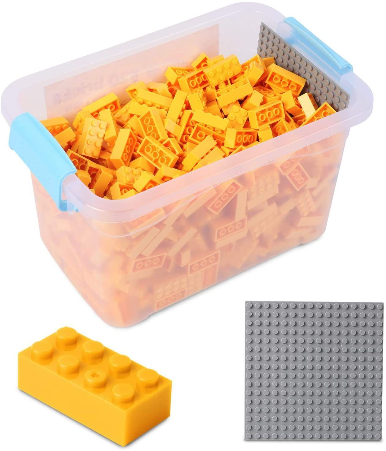 Farben Set), Bausteine Box-Set Konstruktionsspielsteine Platte - mit verschiedene Box, gelb Katara allen (3er Herstellern Kompatibel Anderen 520 + Steinen + zu