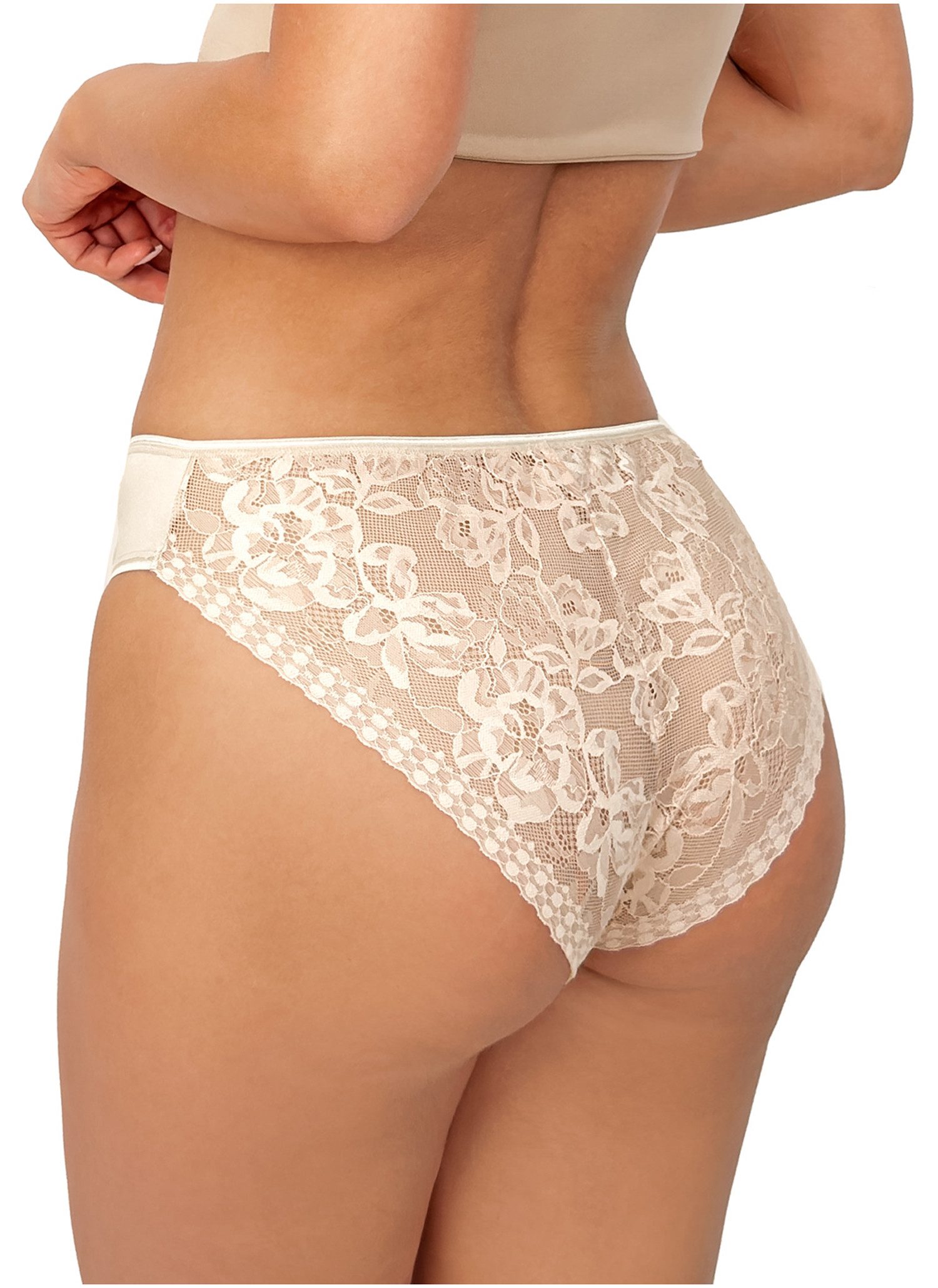 Donna Slip 233 (2-St) Damen 2er Pack Slips Unterhosen Panty florale Spitze Viskose