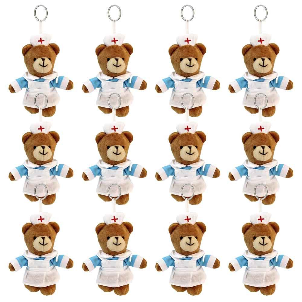 Euro Souvenirs Plüschanhänger Krankenschwester Schlüsselanhänger Teddy im Beutel - 12 Stück (12-St)