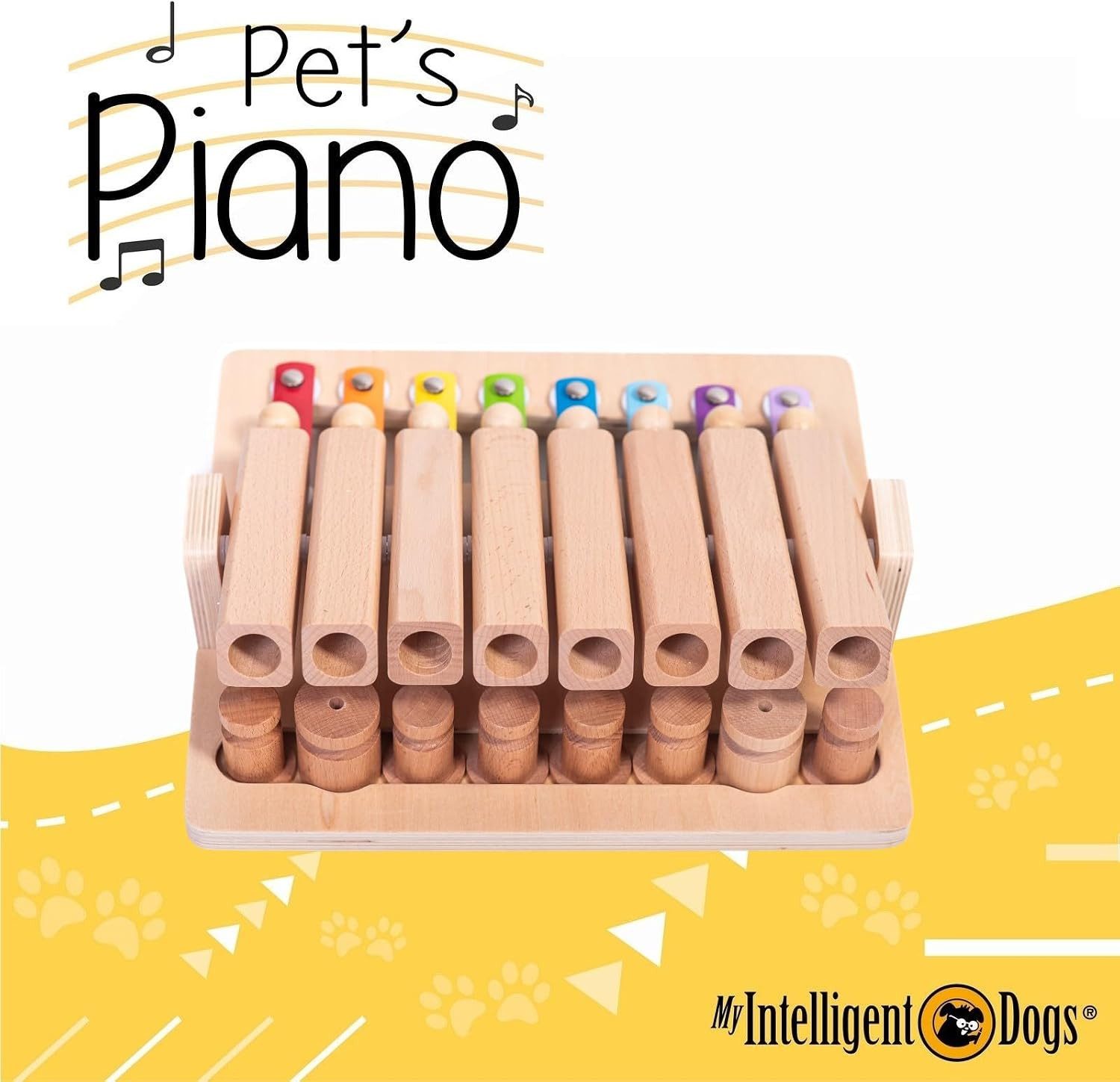 My Intelligent Dogs Tier-Intelligenzspielzeug Hunde Piano aus Holz für kleine bis mittlere Hunde, Holz, Strategie-Spiel