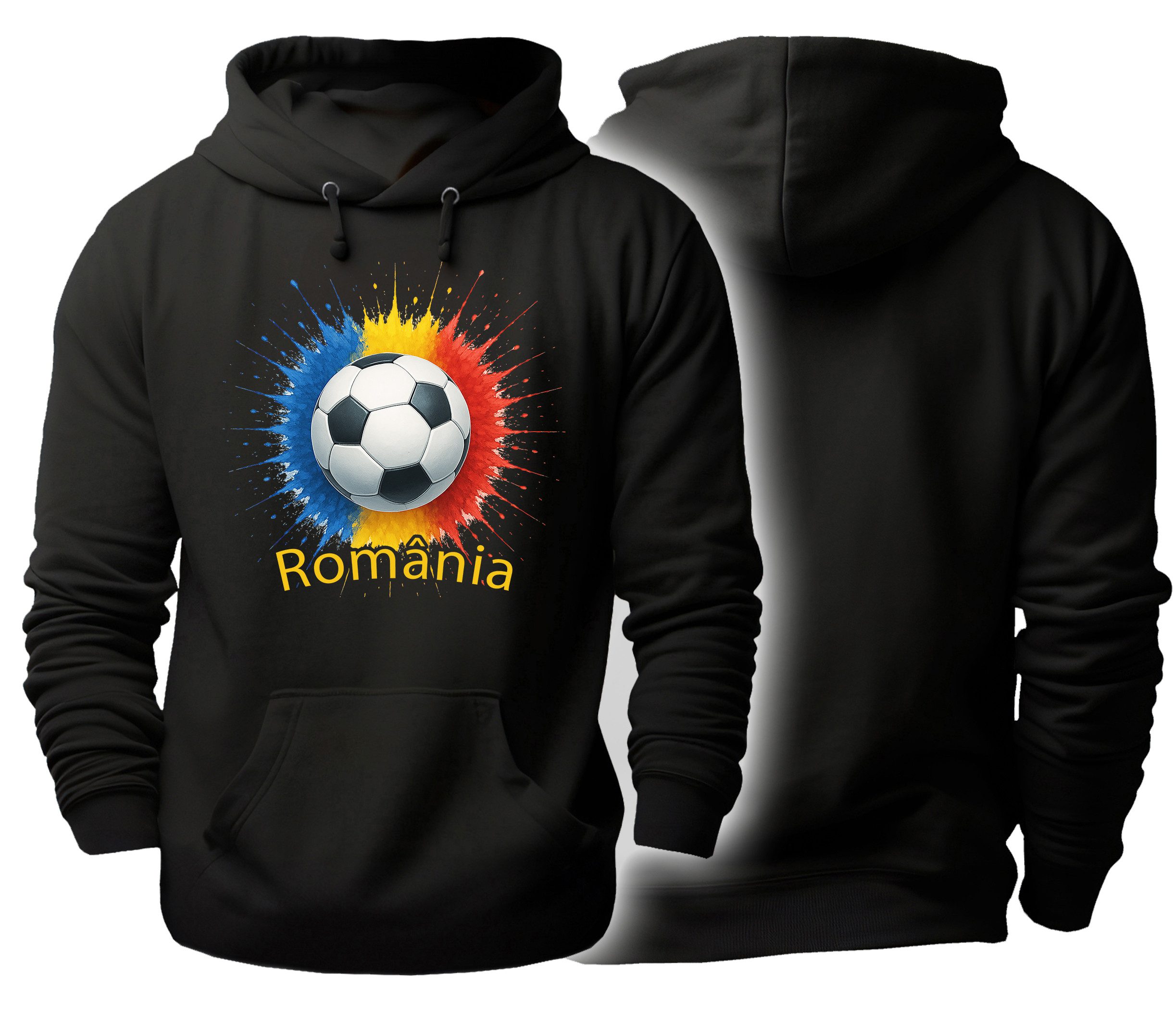 MyDesign24 Hoodie Fanhoodie Fussball WM Hoodie 2026 Nationalmannschaft Kapuzenpulli Rumänien i683