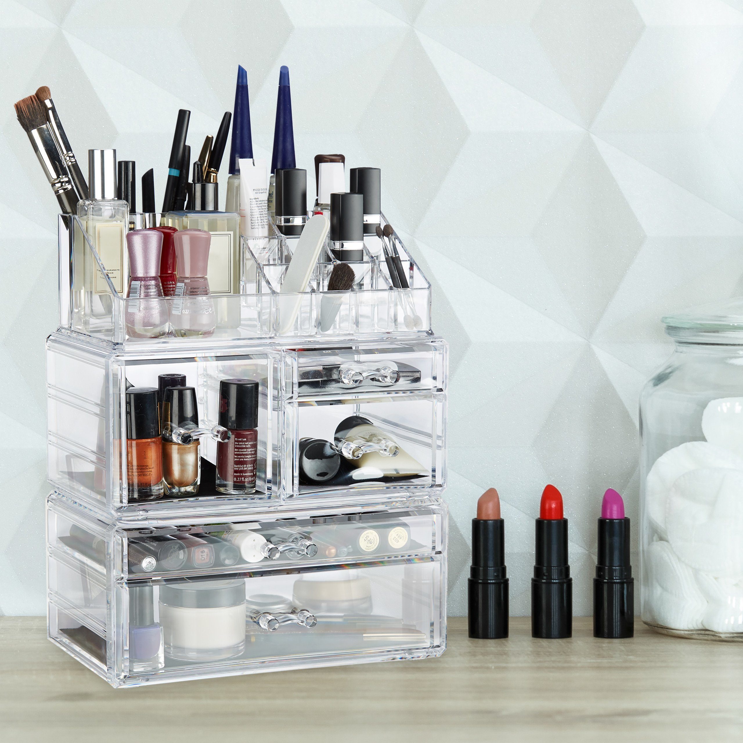 relaxdays Make-Up Organizer Acryl Make Up Organizer mit 21 Fächern, transparent
