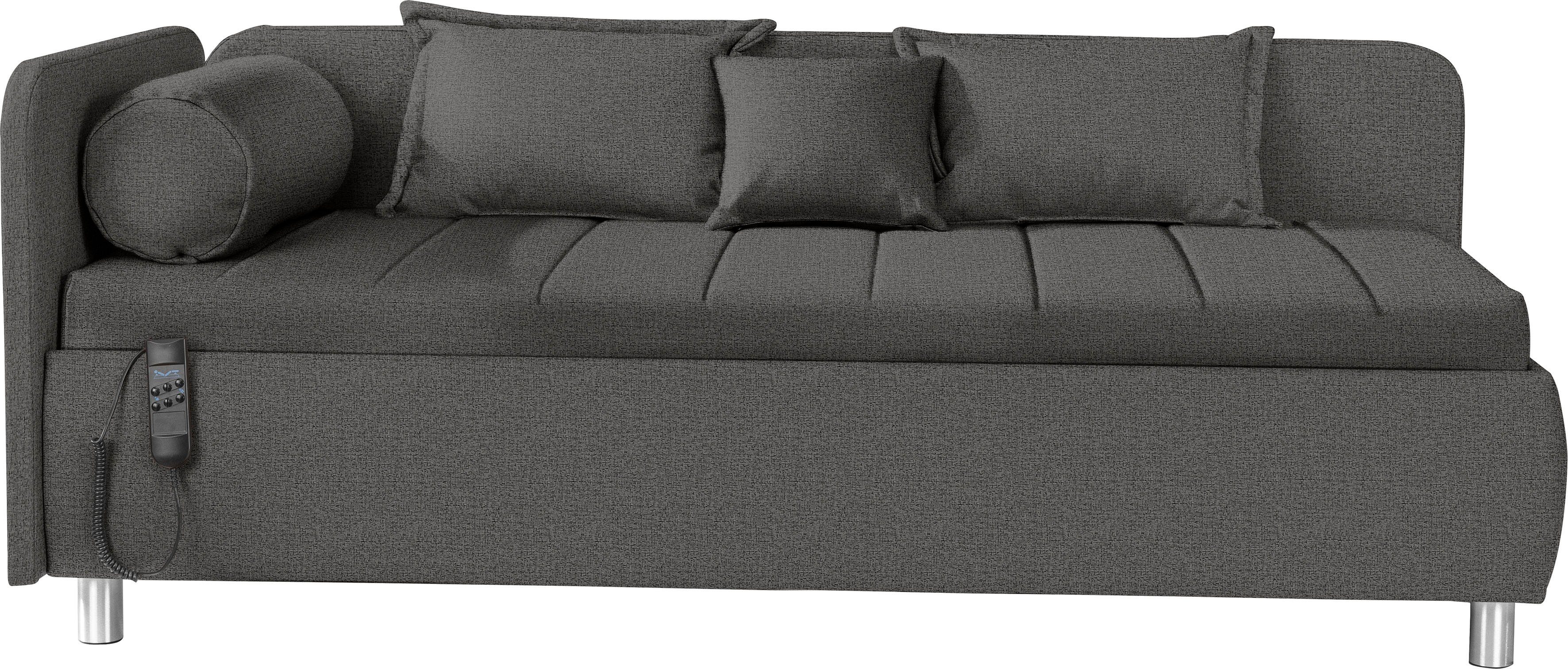 ADA trendline Schlafsofa Kiana, Liegefläche 90/200 cm oder 100/200 cm, Bettkasten, Zierkissen-Set blaugrau TMD 39