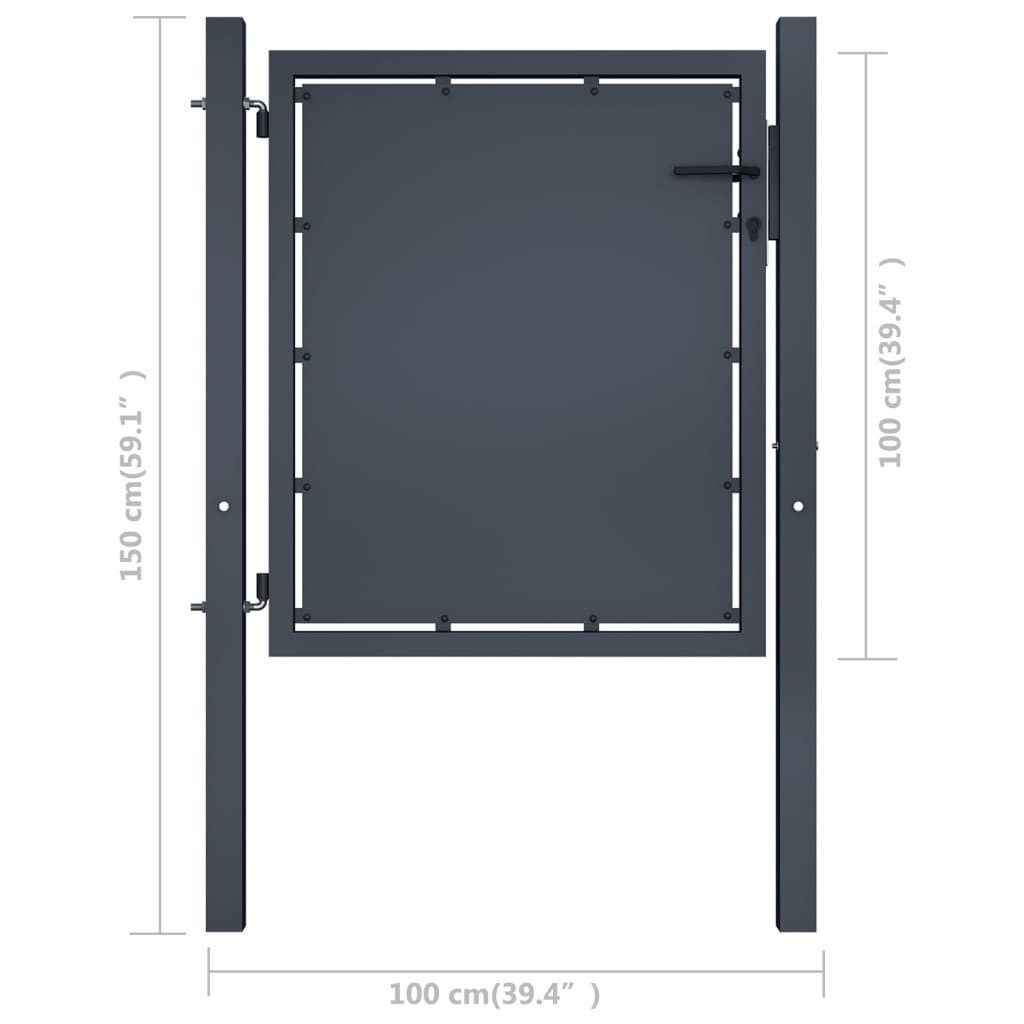 vidaXL Gartentor 100 x 100 cm Gartentor Stahl 100x100 cm Anthrazit Zauntor