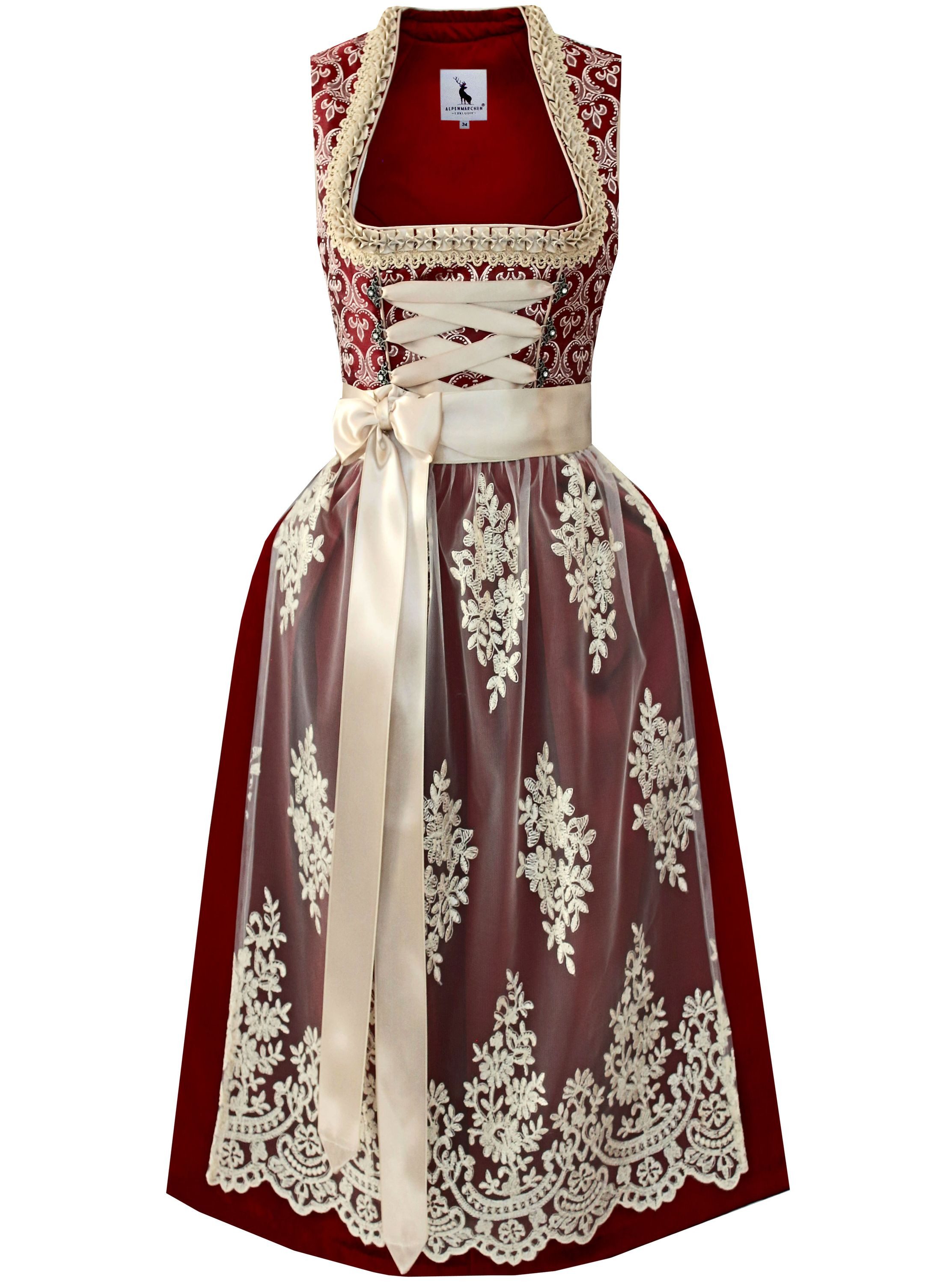 Alpenmärchen Dirndl Langes Dirndl Thea in rot - ALM987 günstig online kaufen