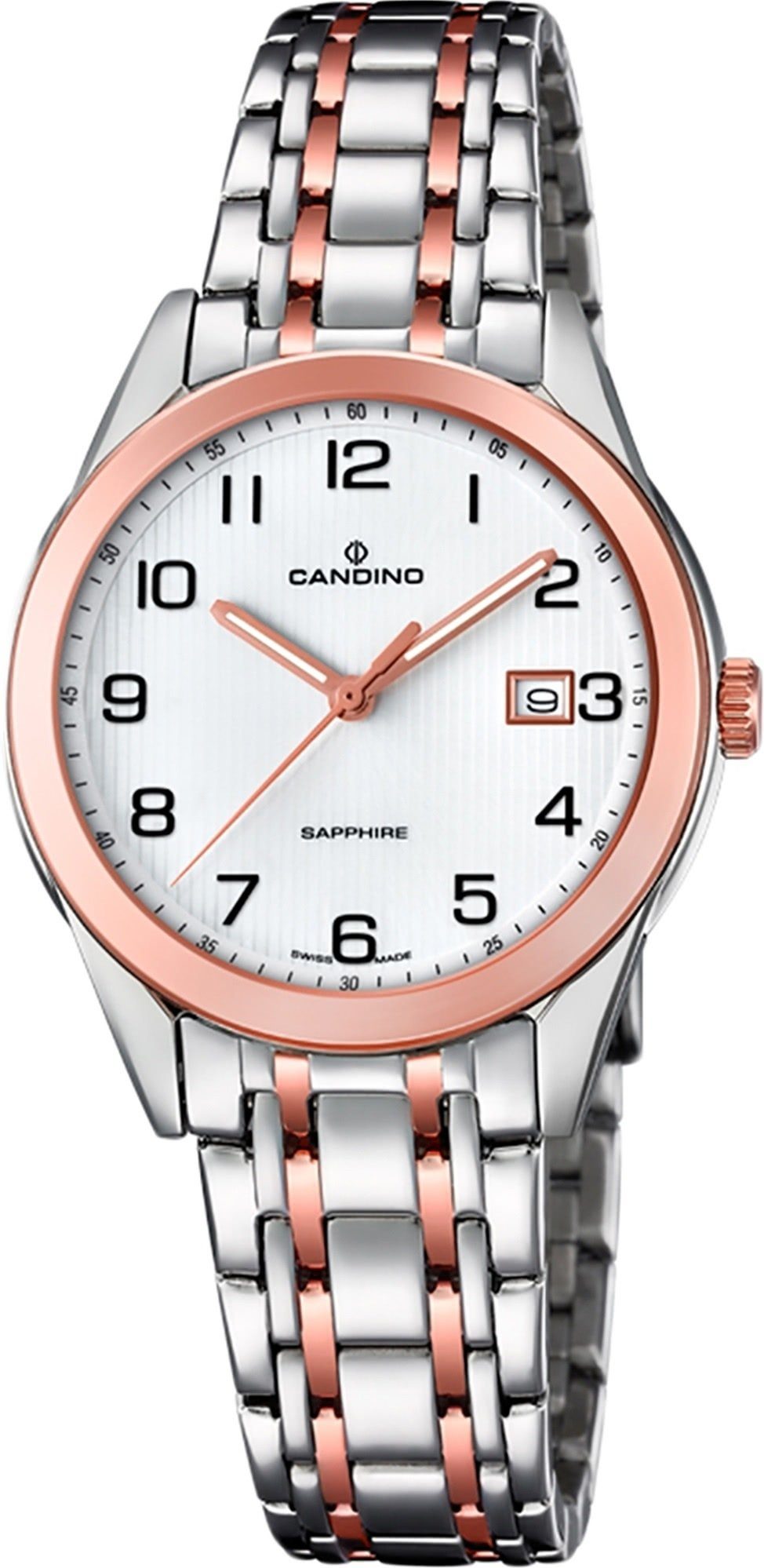 Candino Quarzuhr Candino Damen Uhr Analog C4617/1, Damen Armbanduhr rund, Edelstahlarmband roségold, silber, Elegant