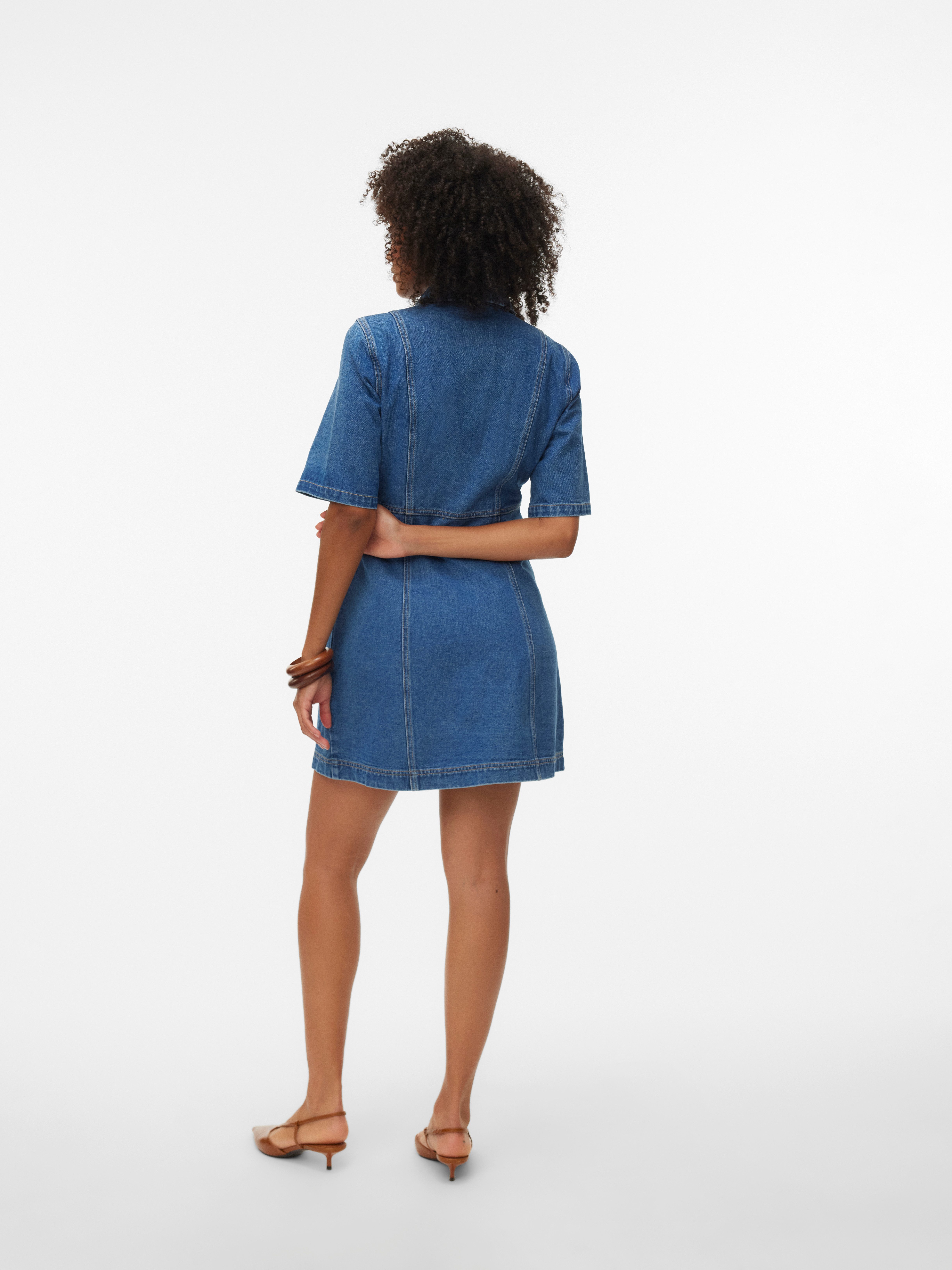 Vero Moda Jeanskleid VMDAISY 2/4 SHORT DENIM DRESS NOOS Baumwolle