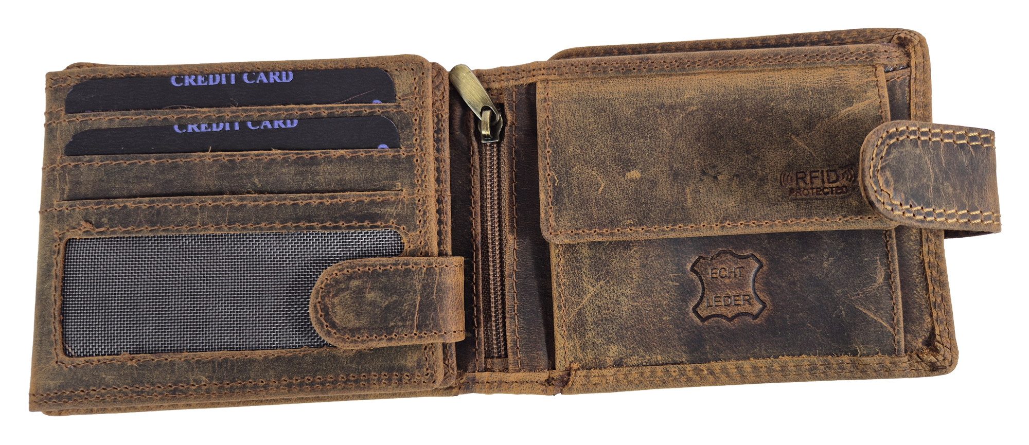 Einkaufszauber Geldbörse Echt Büffel-Leder Herren Geldbeutel Angler mit Fis günstig online kaufen