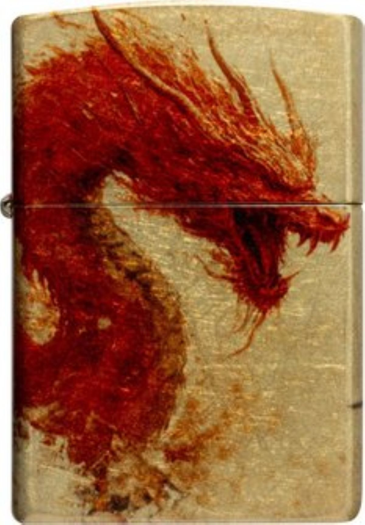 Zippo Feuerzeug Tumbled Brass color 540° Samurai/Dragon Drache gold rot, Zippo das Original mit dem " Klick "