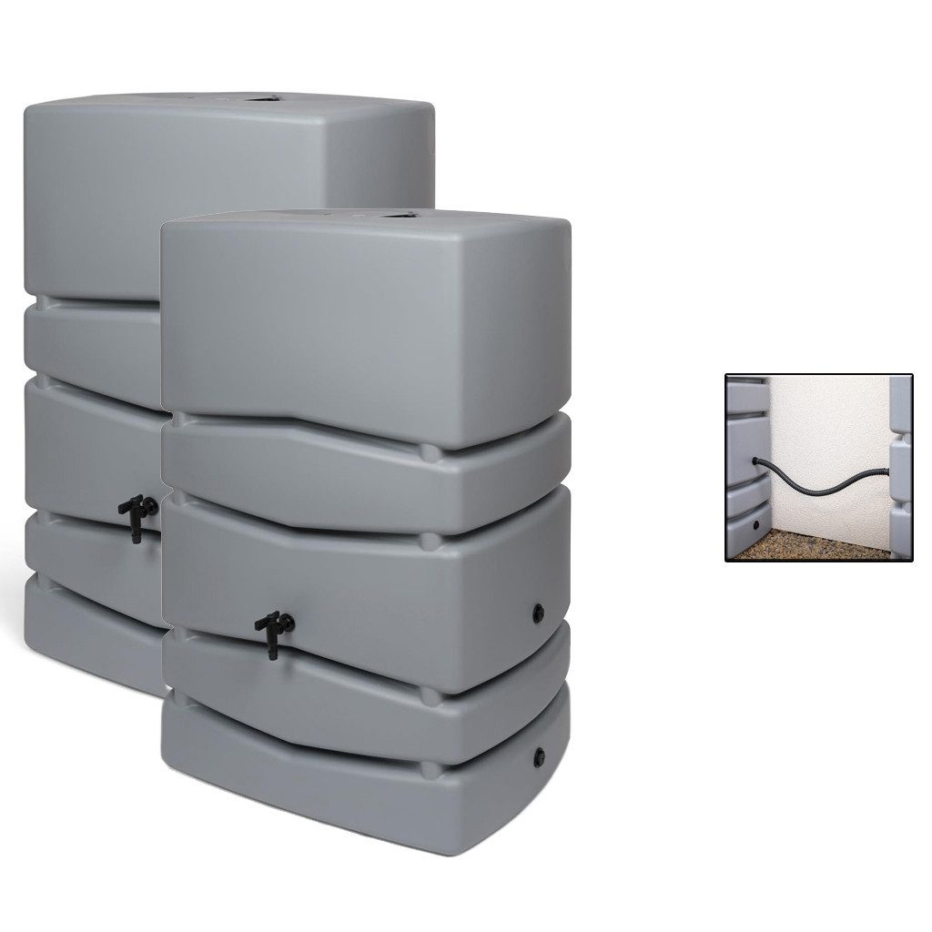 Kreher Regentonne 2 x 'Aqua Tower' 450 Liter mit Hahn in Grau/Anthrazit (Farbe wählbar), 450 l