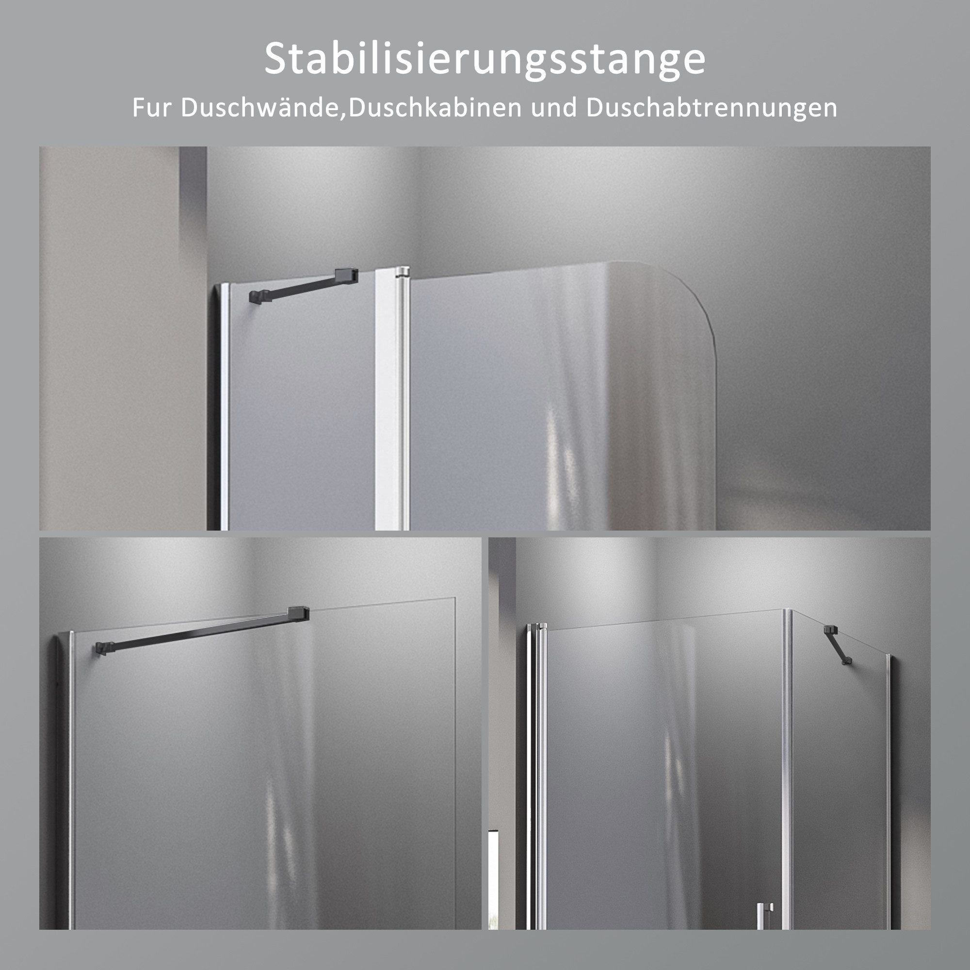 Boromal Duschwand-Stabilisationsstange Stabilisator Schwarz für 4-8mm günstig online kaufen