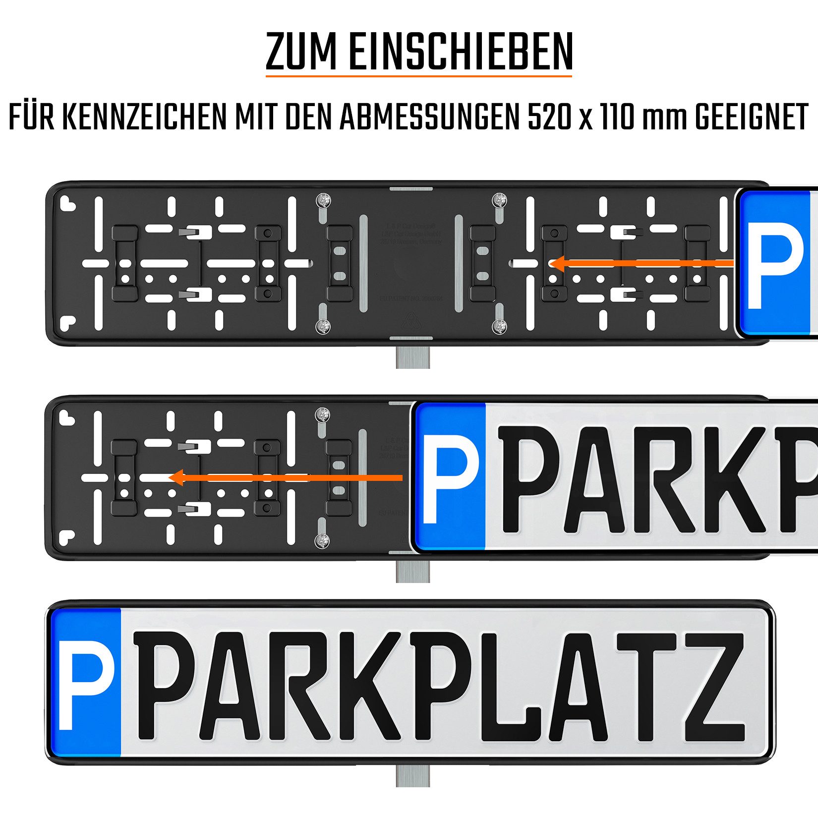 L & P Car Design Kennzeichenhalter Einschlagpfosten aus Edelstahl mit Halterung für Parkplatzschild – Bild 3 von 5