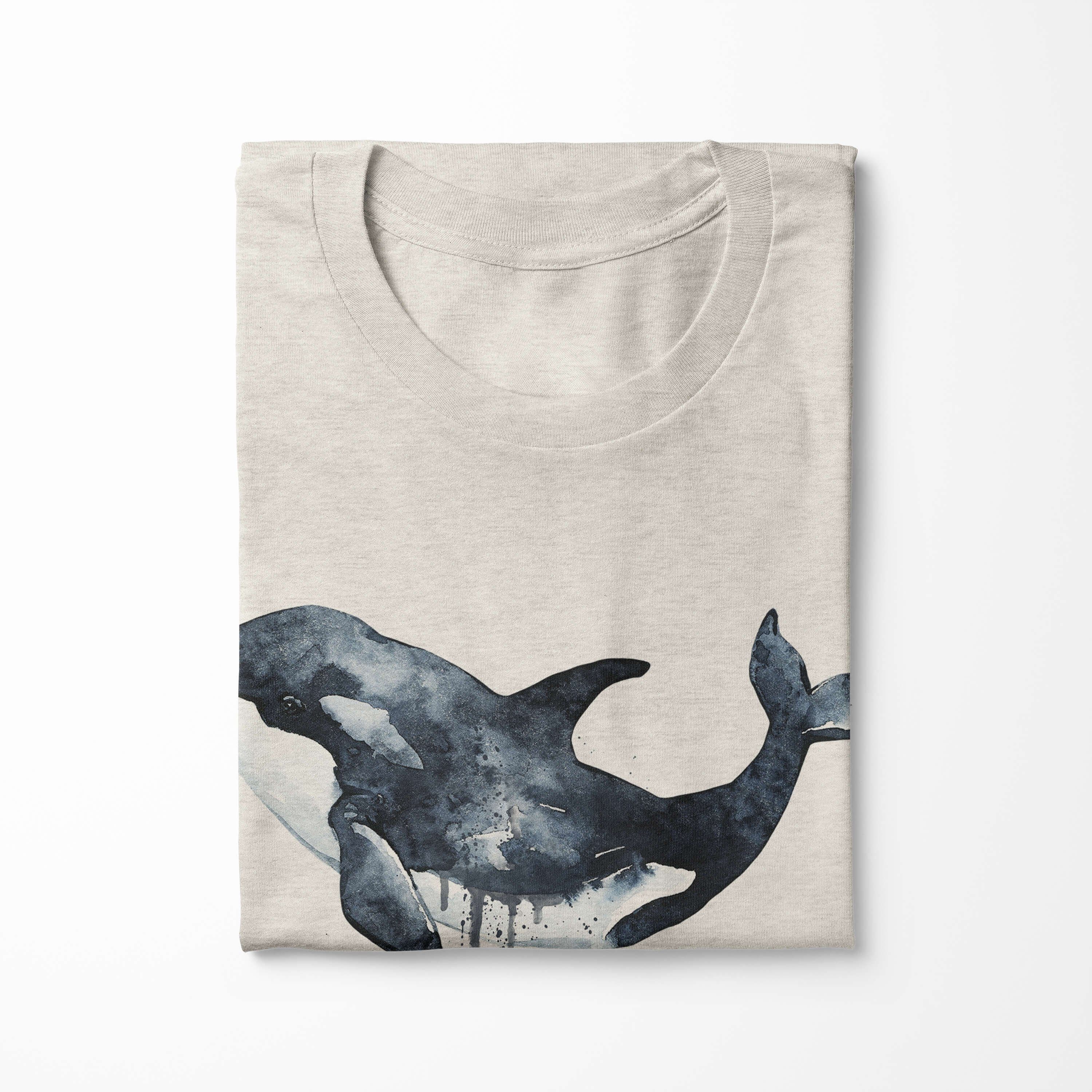 Sinus Art (1-tlg) Shirt Bio-Baumwolle Herren T-Shirt Ökomo 100% Motiv Killerwal Orca Nachhaltig gekämmte T-Shirt Wasserfarben