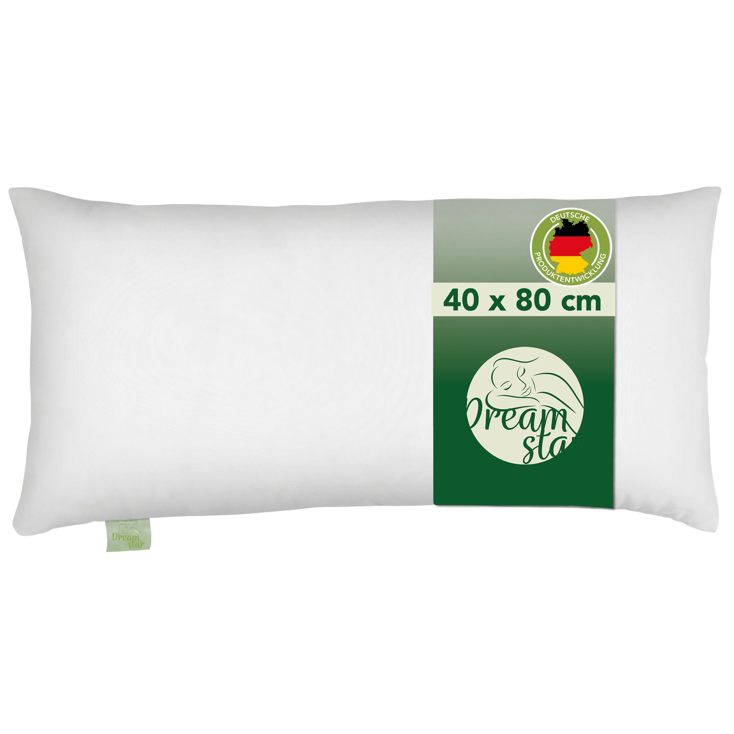 Dreamstar Microfaserkissen Eco, Kopfkissen in verschiedenen Größen - entwickelt in Deutschland, Füllung: Faserfüllung, Bezug: angenehm weiche Microfaser, Seitenschläfer, Rückenschläfer, Bauchschläfer, 1-tlg., waschbar & allergikergeeignet, Kissen 40x80 cm