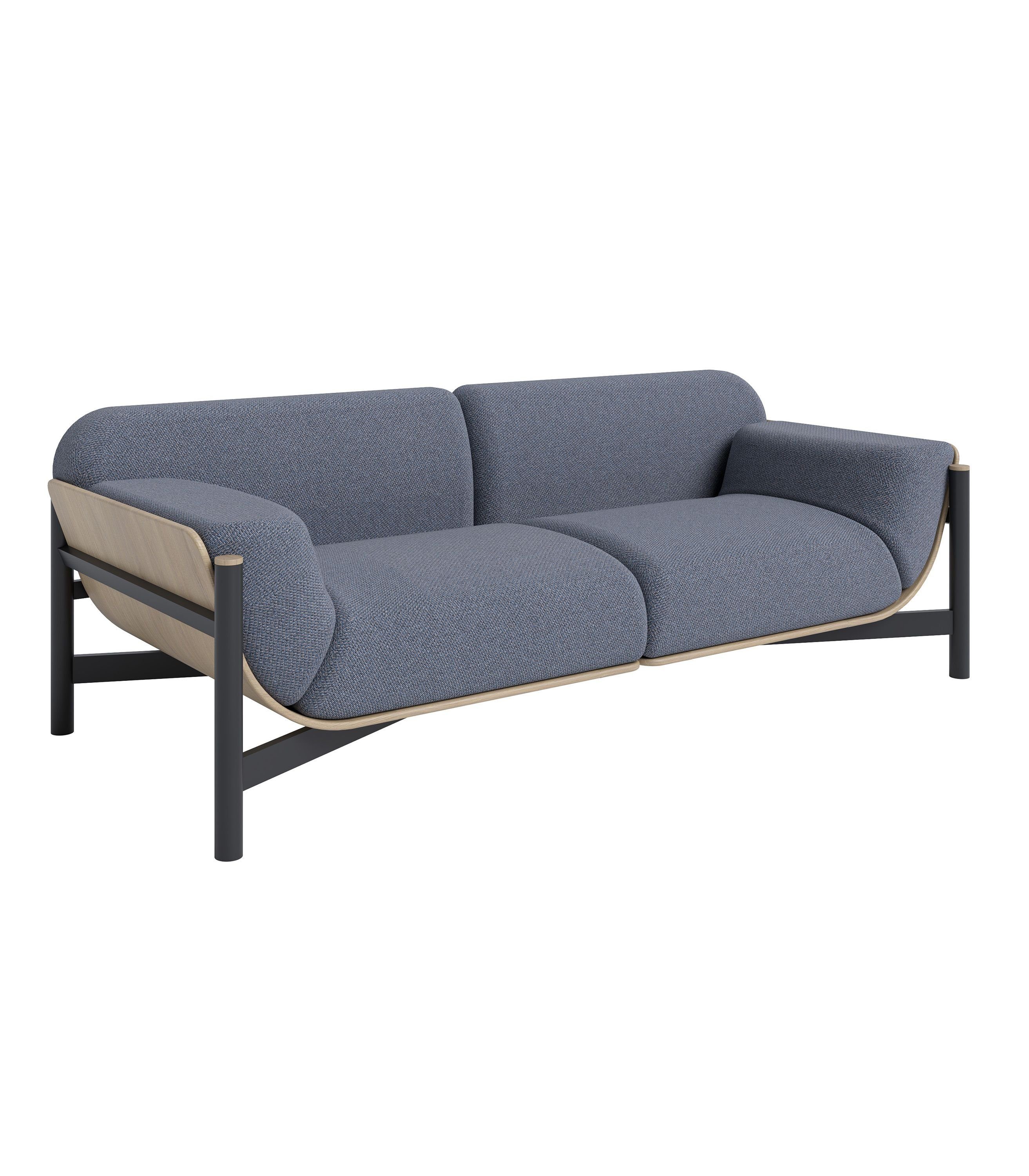 Siblo 2-Sitzer Einzigartiges Zweisitzer Sofa Velo im skandinavischen Stil - Zweisitzer-Sofa - 2-Sitzer Sofa - Metallrahmen - modernes Interieur Schwarz