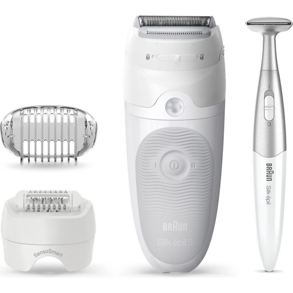 Braun Epilierer Braun Silk-épil 5-805 SensoSmart Wet&Dry Epilierer, Kabellose Anwendung, Nass- und Trockenmodus, Ideal für Arme