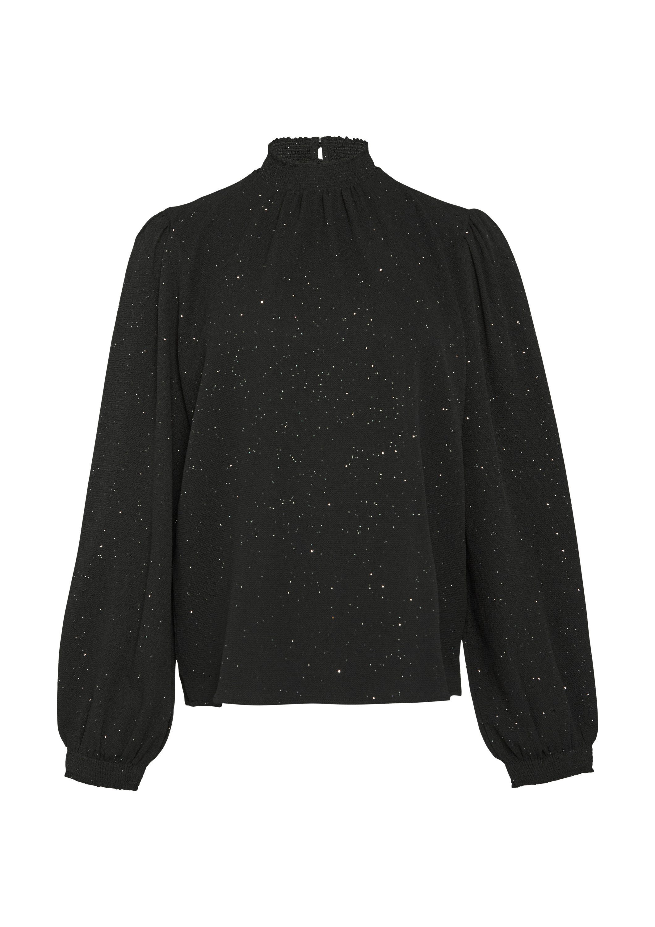 QS Langarmbluse Bluse Leicht strukturierte Bluse mit gemocktem Stehkragen günstig online kaufen