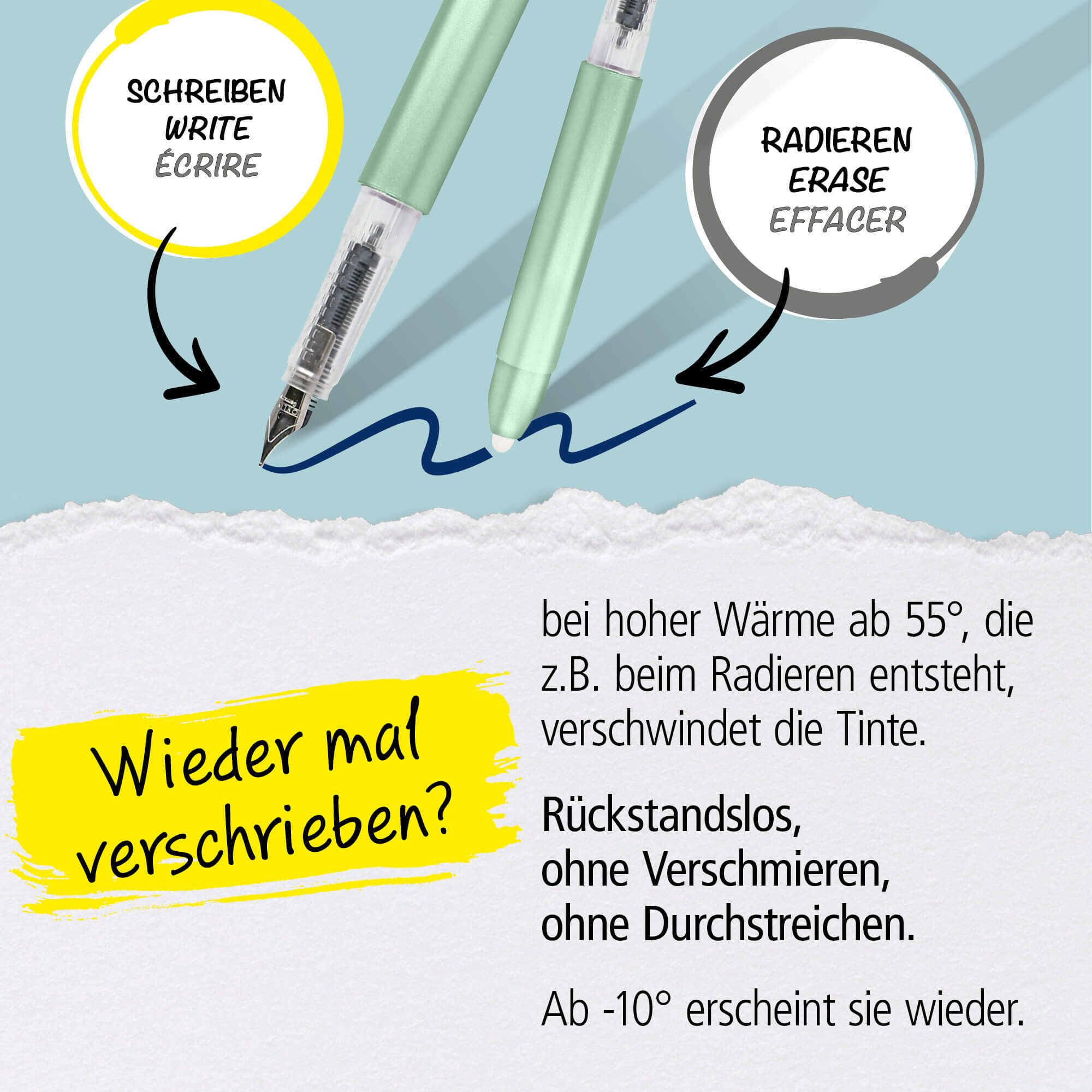 Online Pen Füller magiXX Radierbarer Füller, (2-tlg), mit radierbarer, blauer Tinte, inkl. 4 magiXX Patronen, Vorteilspack – Bild 5 von 5