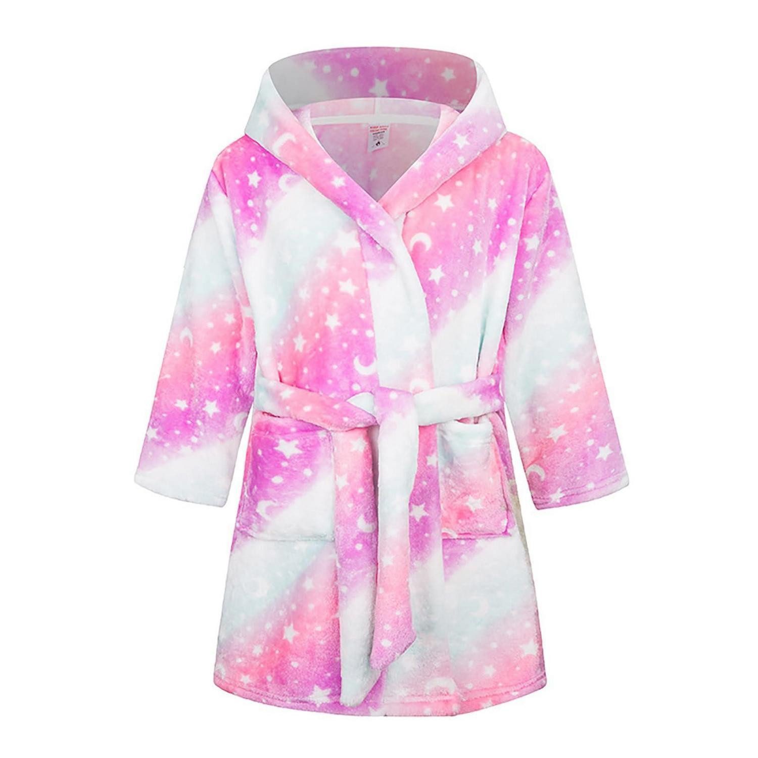 LuxusKollektion Kinderbademantel Bademantel Junge Sternenhimmel Rosa, Textil, Kapuze